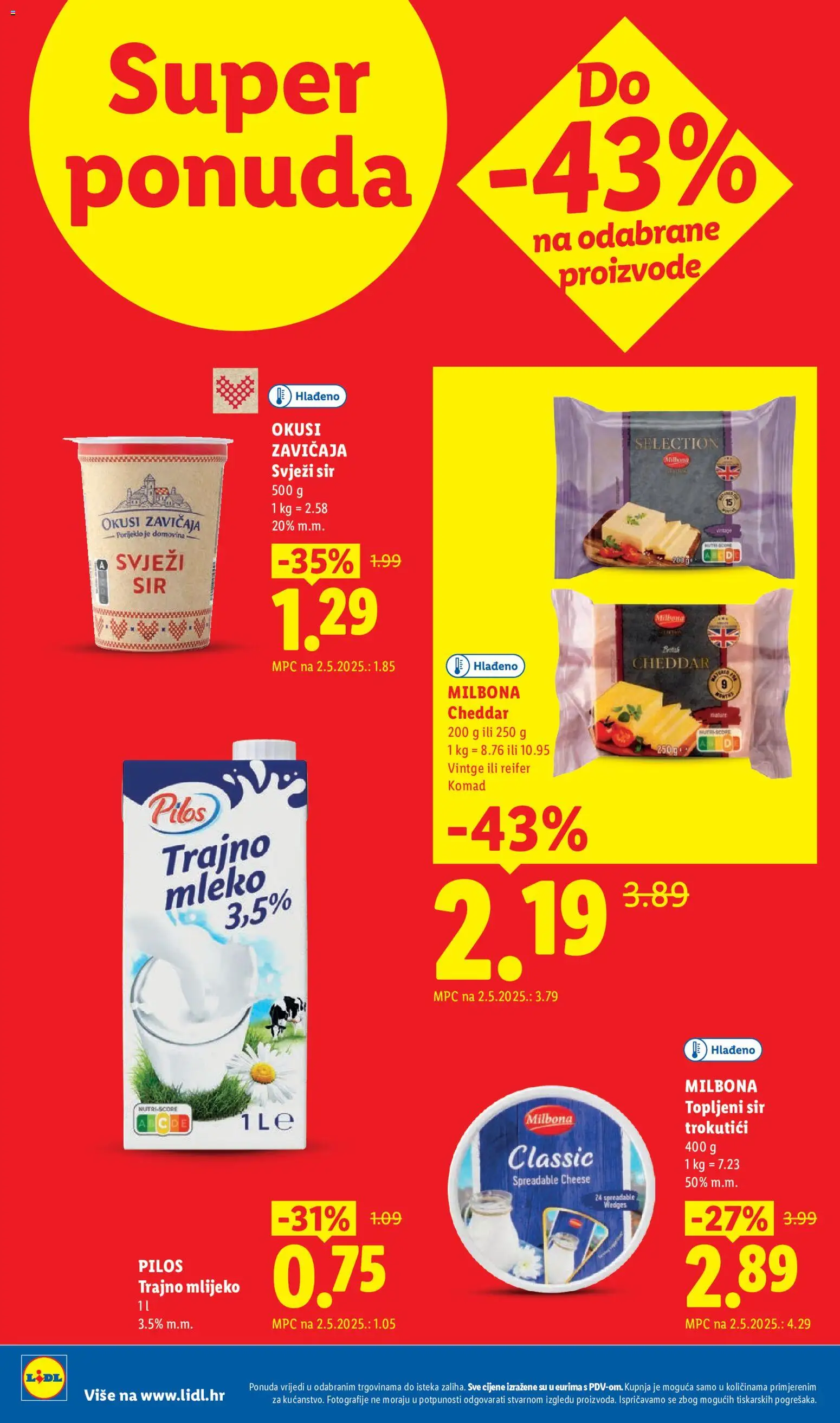 Lidl katalog | vrijedi od 25.05.2026 | Stranica: 2 | Proizvodi: Mlijeko, Sir, Svježi sir, Trajno mlijeko