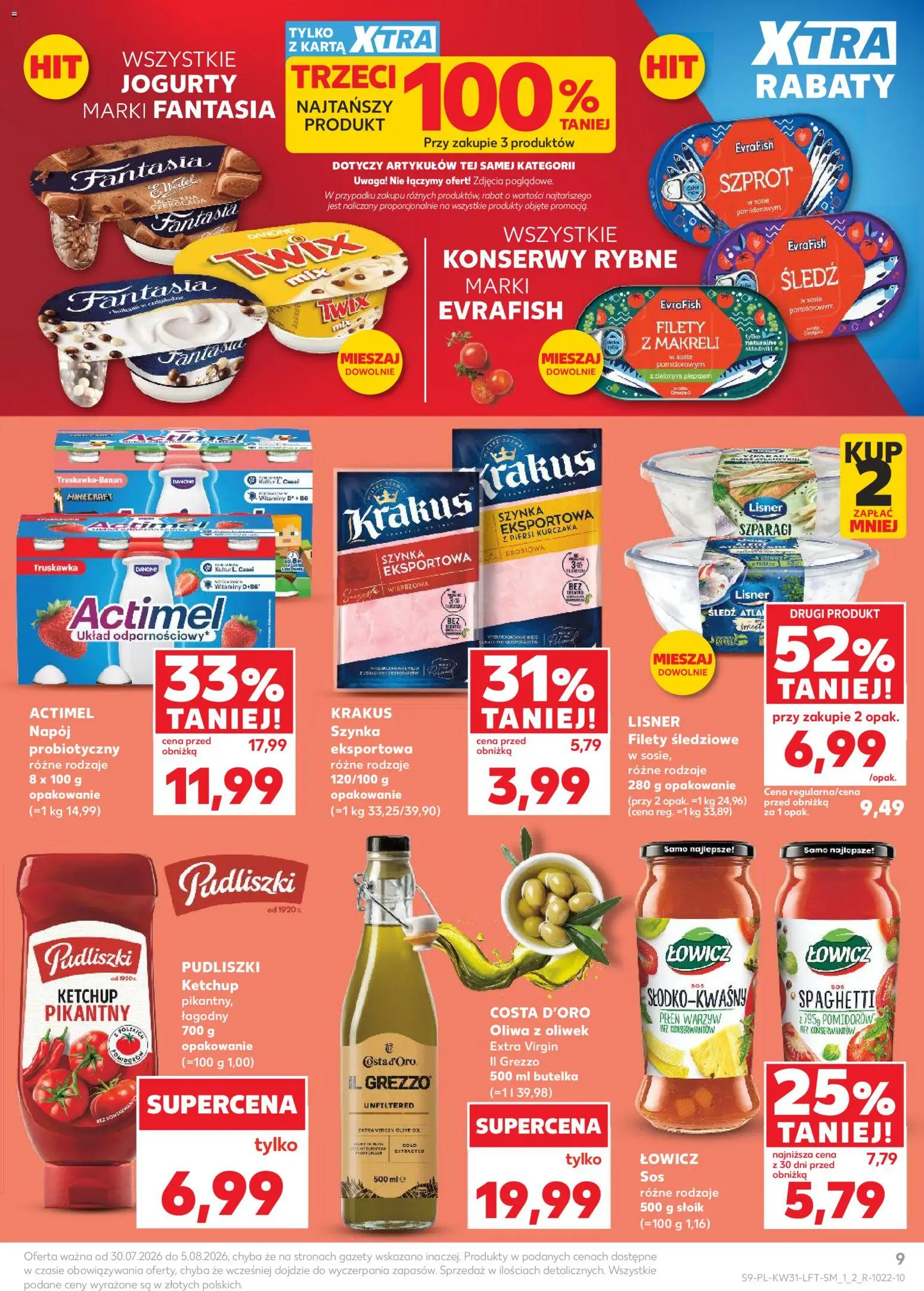 Kaufland gazetka od 30.07.2026 | Strona: 9 | Produkty: Konserwy rybne, Szynka, Szparagi, Sos