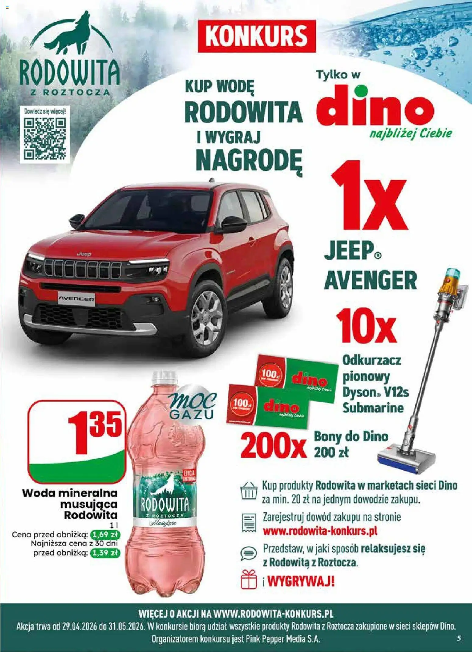 Dino gazetka od 20.05.2026 | Strona: 5 | Produkty: Odkurzacz, Cleaner, Odkurzacz pionowy, Woda