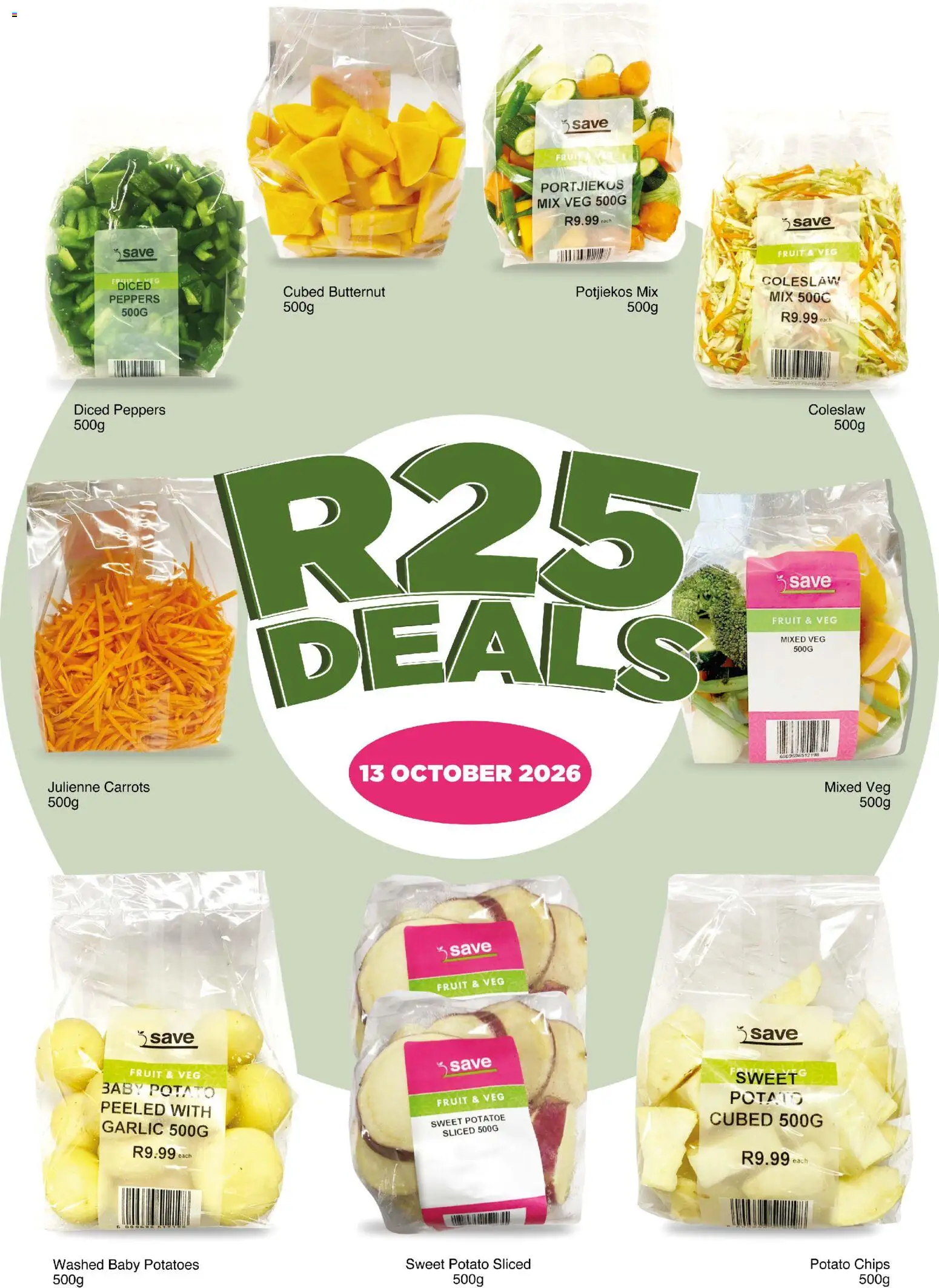 New Save catalogue – valid from 13/10/2026 | Page: 3 | Products: Carrots, Potatoes, Fruit, Garlic