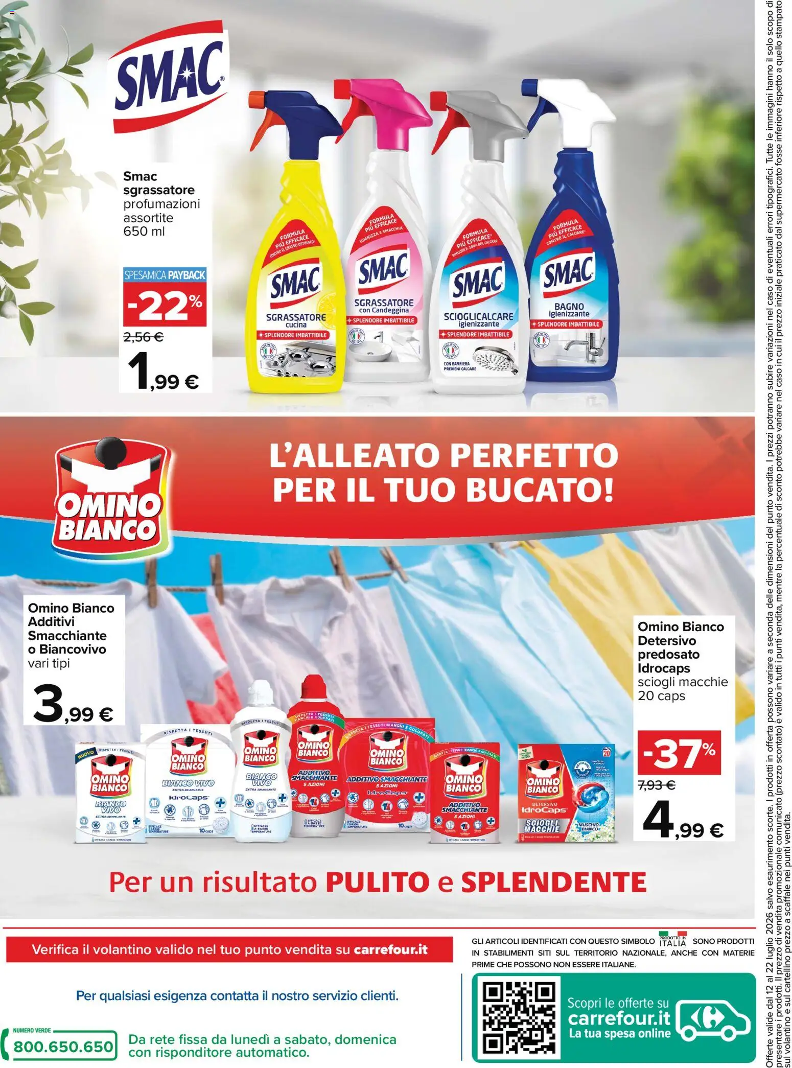 Volantino Carrefour del 12/07/2026 | Pagina: 2 | Prodotti: Candeggina, Sgrassatore, Bagno