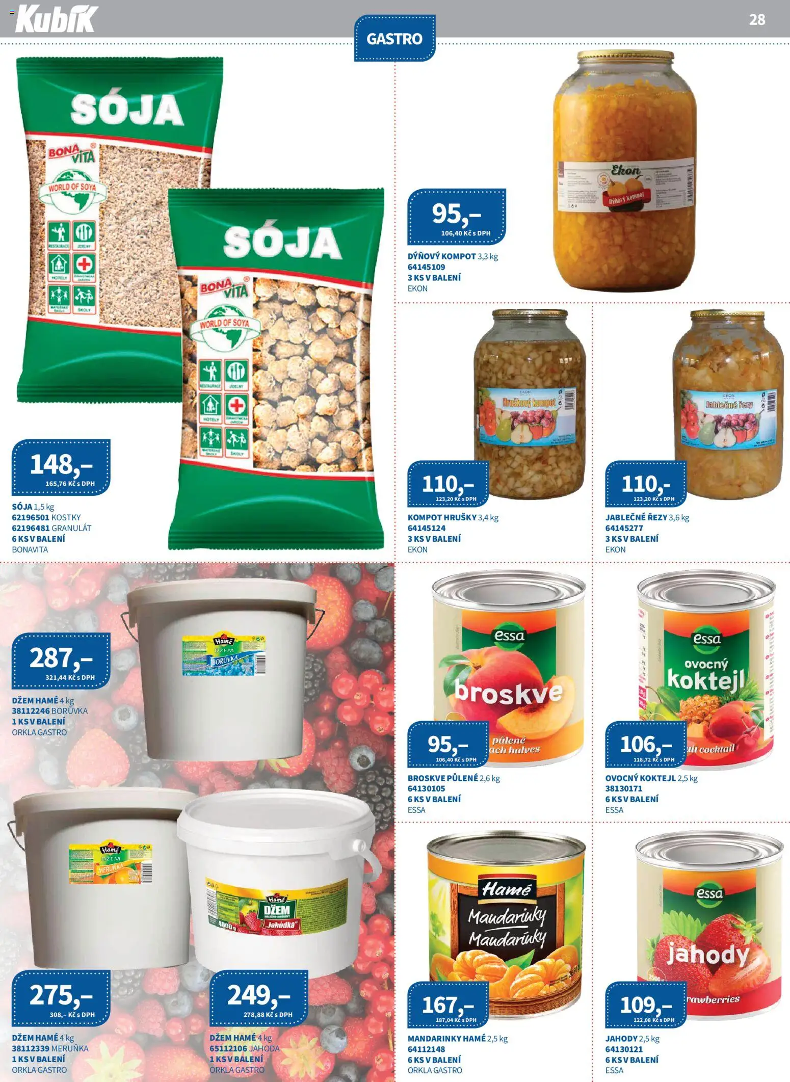 Kubík leták - Velkoobchod 08/2026 od 01.08.2026 | Strana: 28 | Produkty: Kompot, Hrušky, Jahody, Broskve