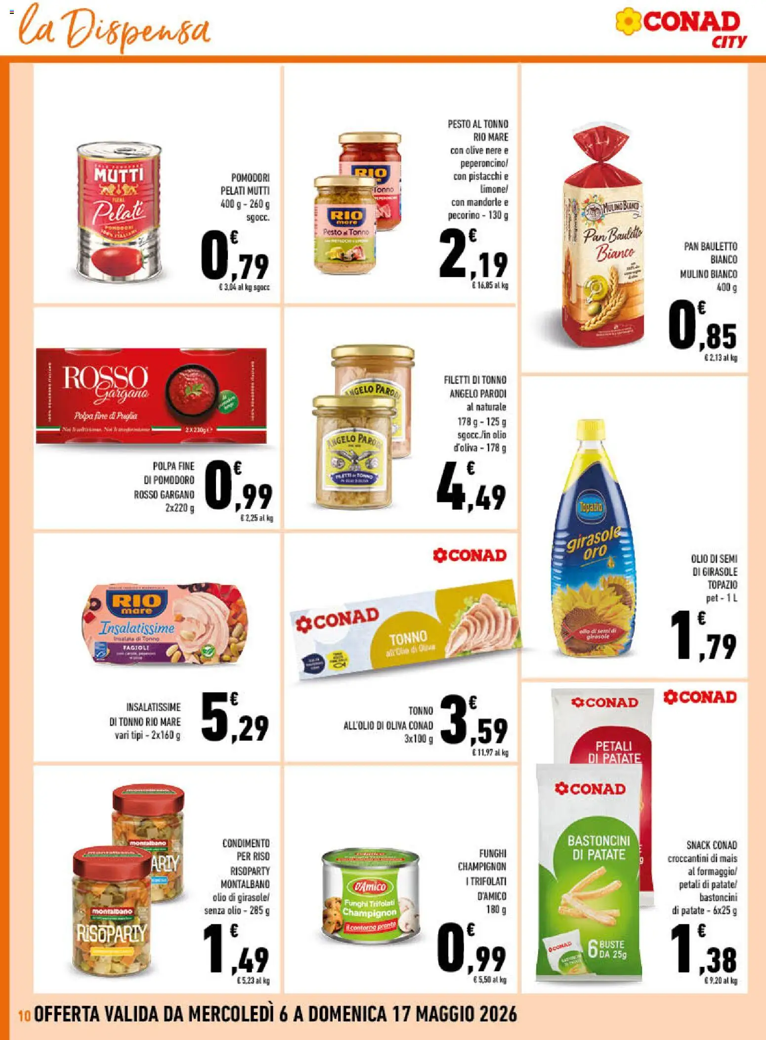 Volantino Conad del 06.05.2026 | Pagina: 10 | Prodotti: Olive, Pomodori, Mutti, Olio di semi di girasole
