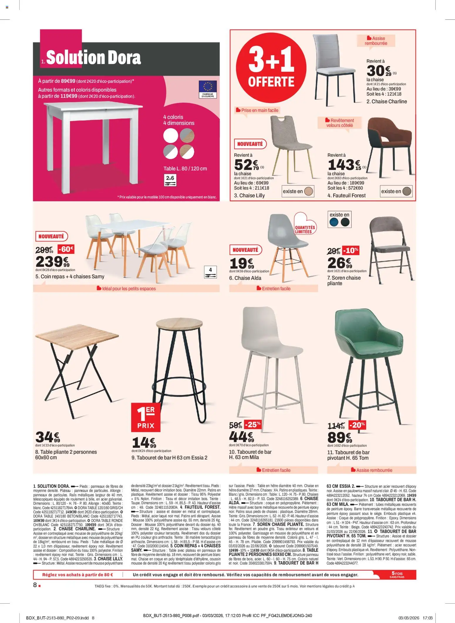 {H1} | Page: 8 | Produits: Poudre, Tabouret de bar, Prise, Table pliante
