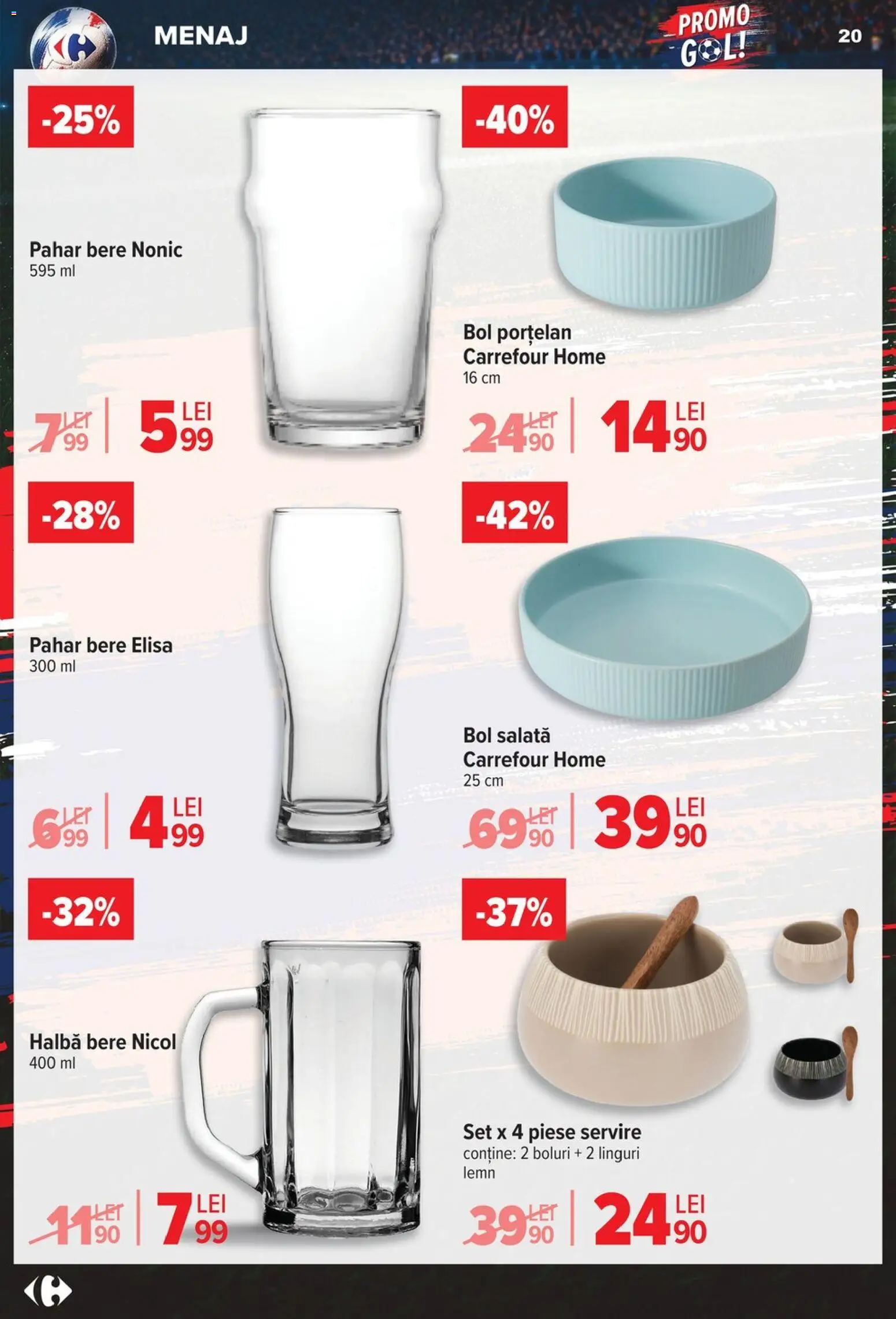 Noul catalog Carrefour – valabil de la 03.06.2026 | Pagină: 20 | Produse: Linguri, Bol, Bere, Salată