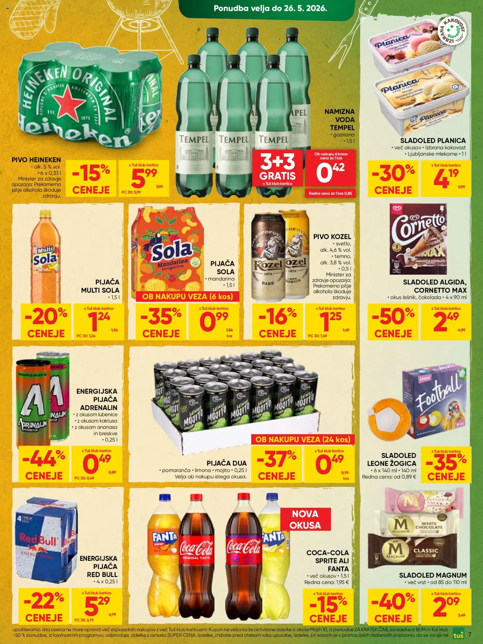 Novi Tuš katalog ponudbe – veljaven od 13.05.2026 | Stran: 7 | Izdelki: Kos, Cokolada, Voda, Lubenice