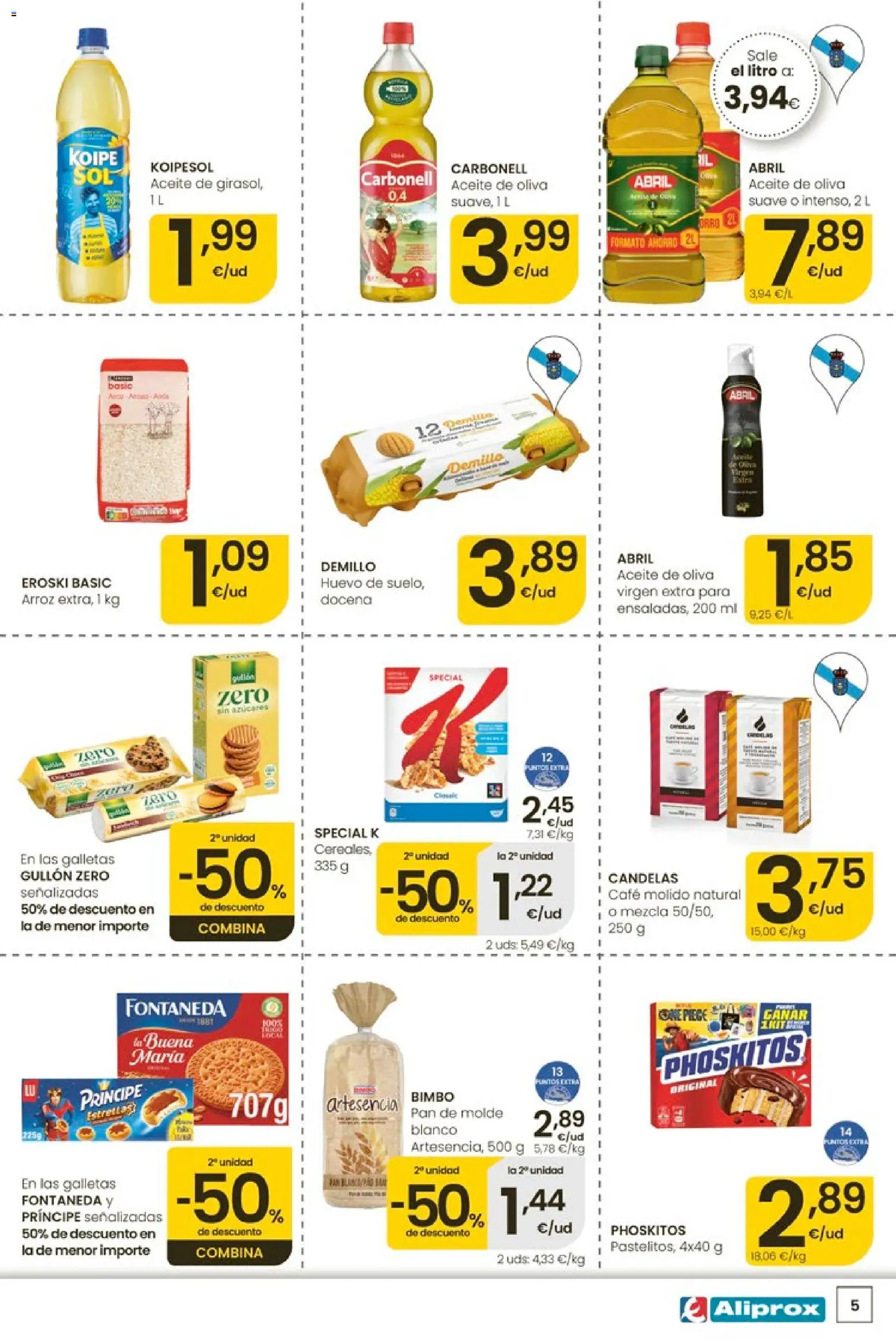 Eroski Ofertas │ válido desde el 11.06.2026 | Página: 5 | Productos: Aceite, Pan, Café, Pan de molde