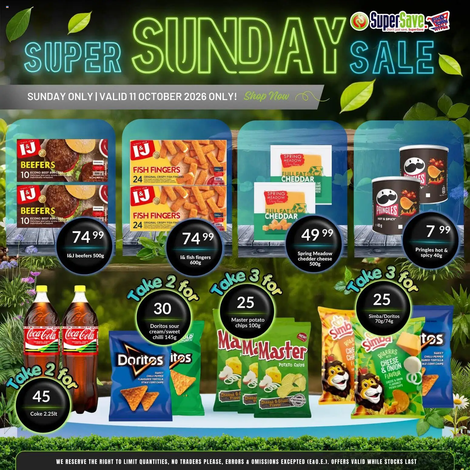 New Super Save catalogue – valid from 11/10/2026 | Page: 4 | Products: Cheese, Burgers, Chips, Chilli