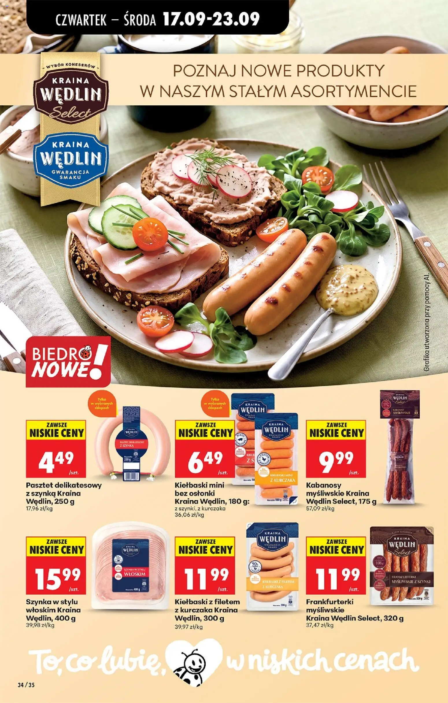 Biedronka gazetka od czwartku od 17.09.2026 | Strona: 54 | Produkty: Frankfurterki, Kabanosy, Kiełbaski, Szynka