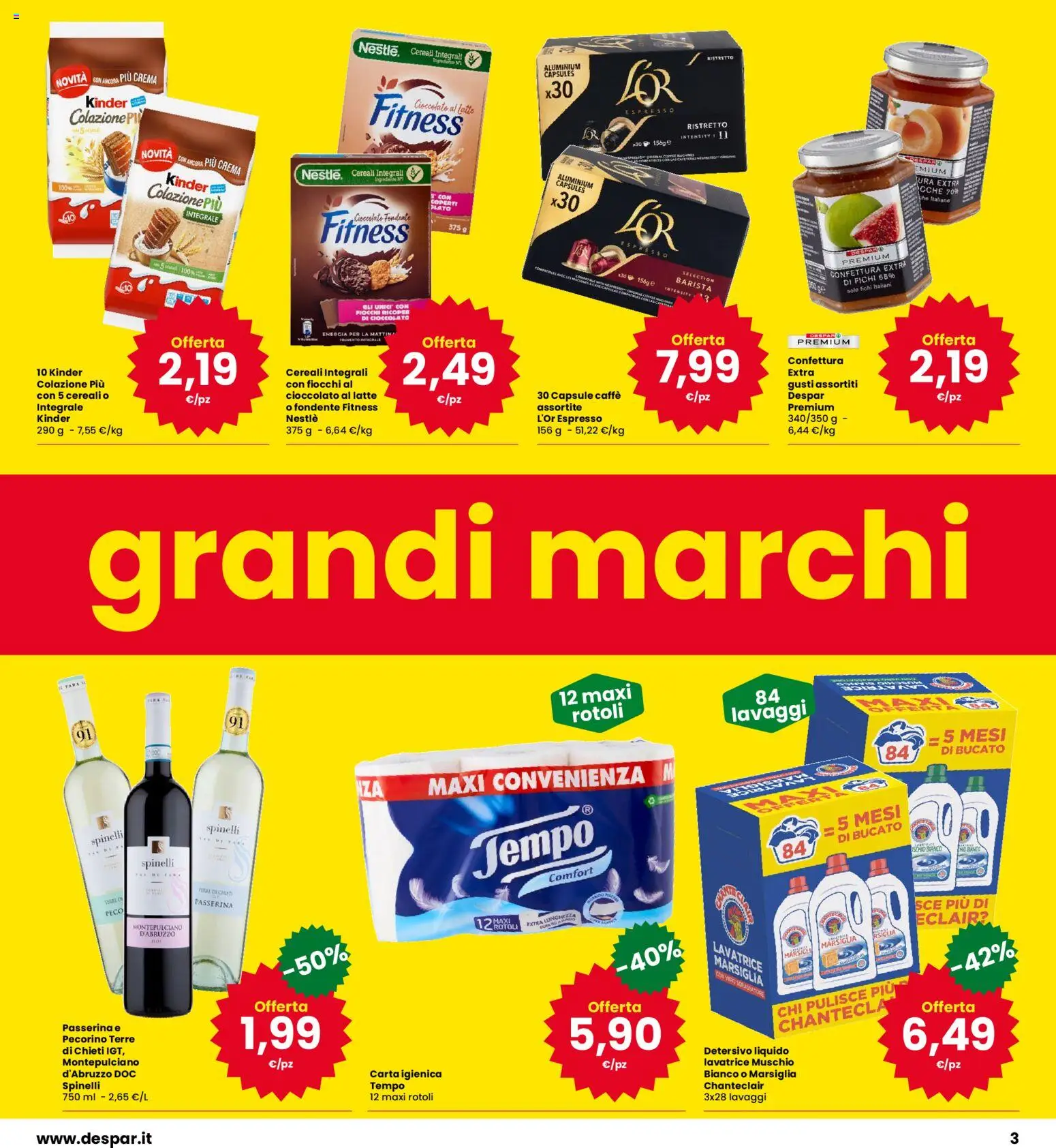 Volantino Eurospar del 22/10/2026 | Pagina: 3 | Prodotti: Carta igienica, Cioccolato, Cereali, Fiocchi
