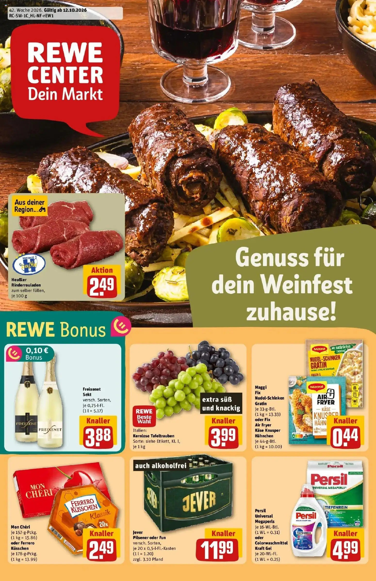 REWE Prospekt ab 12.10.2026 zum Blättern » Angebote | Seite: 1 | Produkte: Maggi, Freixenet, Sekt, Jever