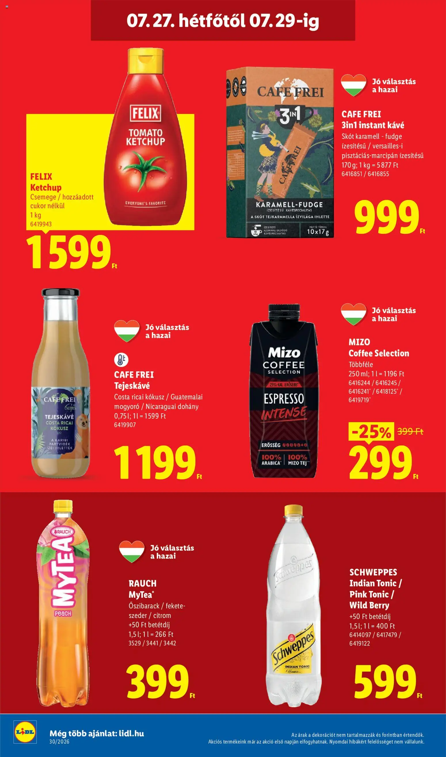 Lidl akciós ujság - amely érvényes a következő dátumtól: 2026.07.23. | Oldal: 66 | Termékek: Tonic, Őszibarack, Instant kávé, Tejkaramella