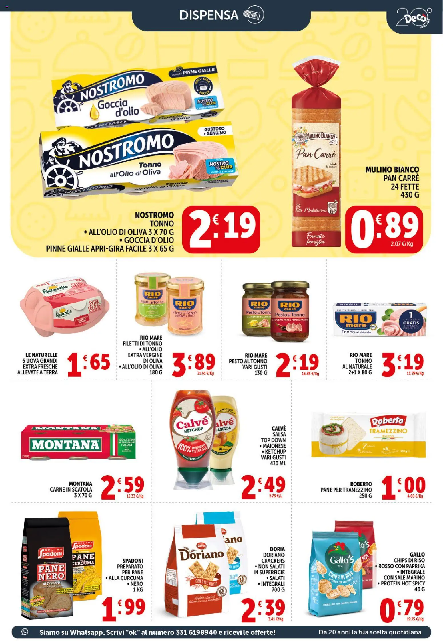 Volantino Decò del 21/08/2026 | Pagina: 15 | Prodotti: Uova, Maionese, Top, Crackers