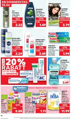 Náhled letáku Kaufland Německo leták od 30.04.2026 | Strana: 40 | Produkty: Nivea, Beba, Listerine, Hipp