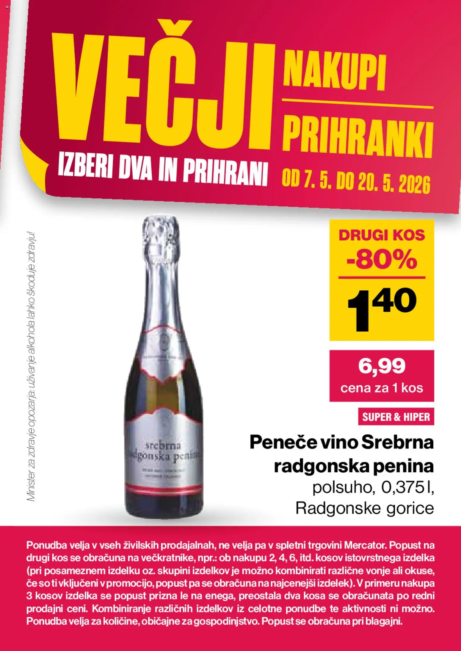 Novi Mercator katalog ponudbe – veljaven od 07.05.2026 | Stran: 44 | Izdelki: Kos, Penina, Vino