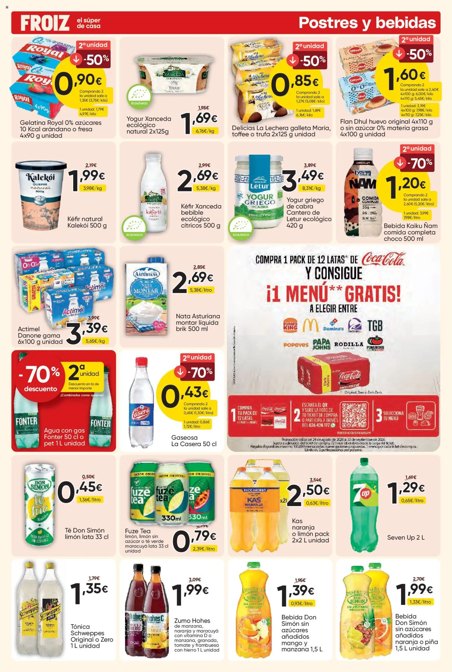 Froiz folleto │ válido desde el 27/08/2026 | Página: 9 | Productos: Kéfir, Tomate, Piña, Agua