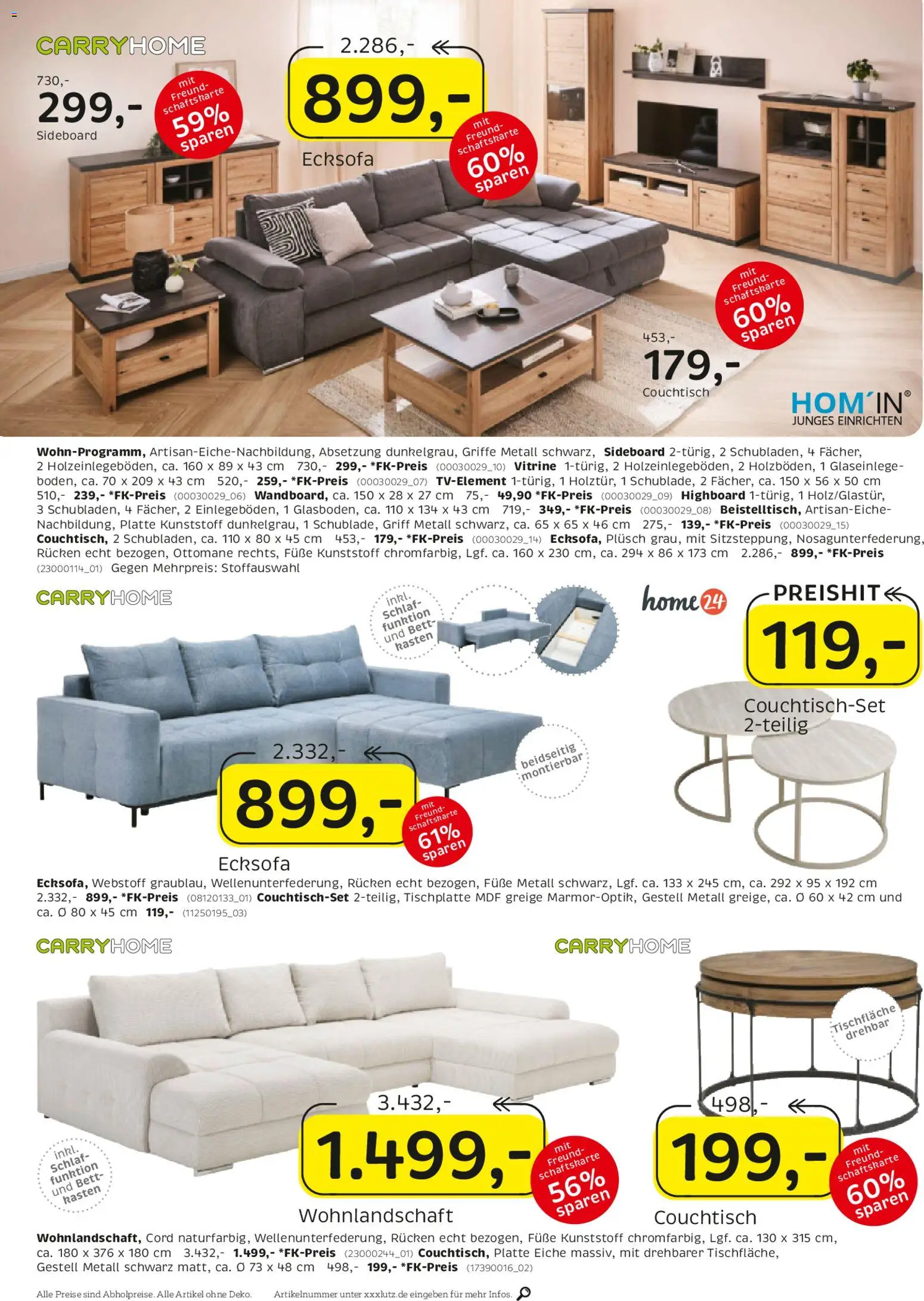 XXXLutz Deutschlands größter SSV – gültig ab 20.06.2026 | Seite: 20 | Produkte: Sideboard, Ecksofa, Bett, Couchtisch