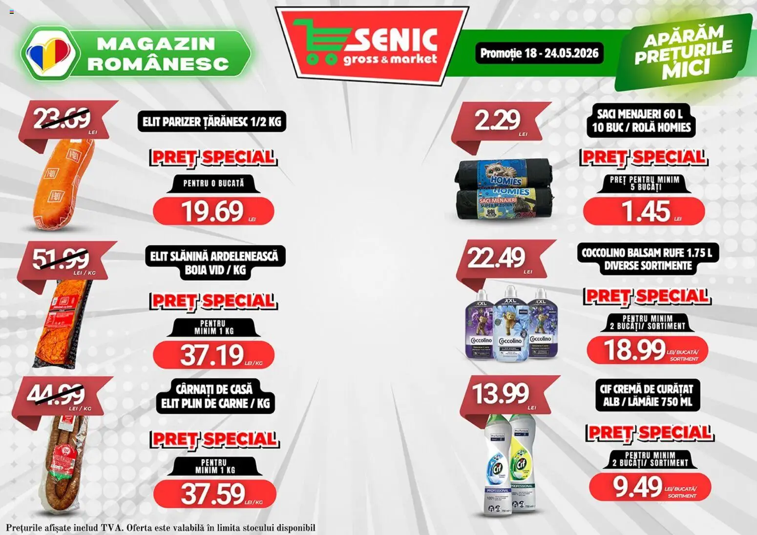 Noul catalog Senic – valabil de la 18.05.2026 | Pagină: 4 | Produse: Mici, Balsam, Parizer, Lămâie