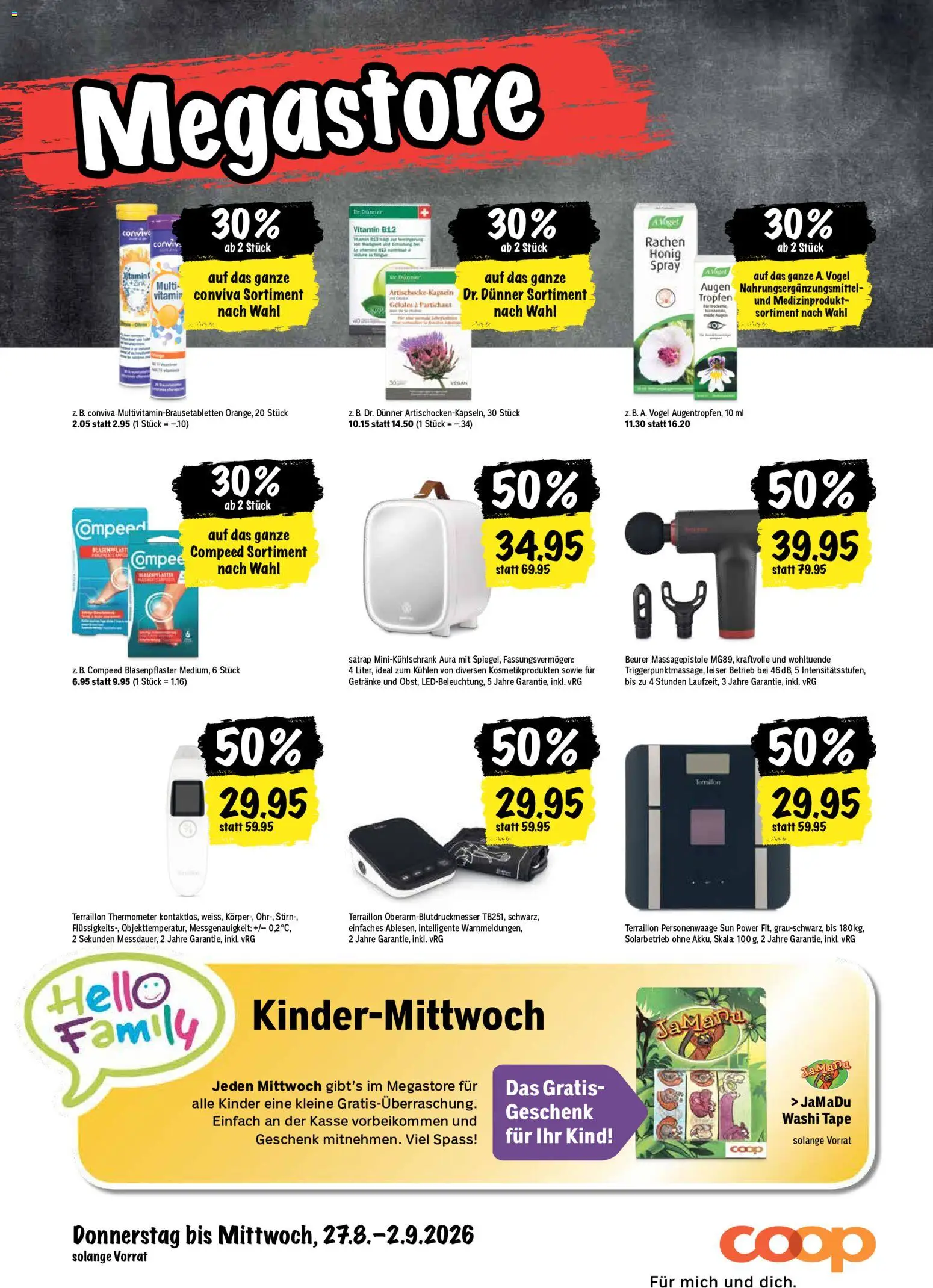 Coop aktionen – gültig ab 27.08.2026 | Seite: 24 | Produkte: Personenwaage, Getränke, Mini-Kühlschrank, Monitor
