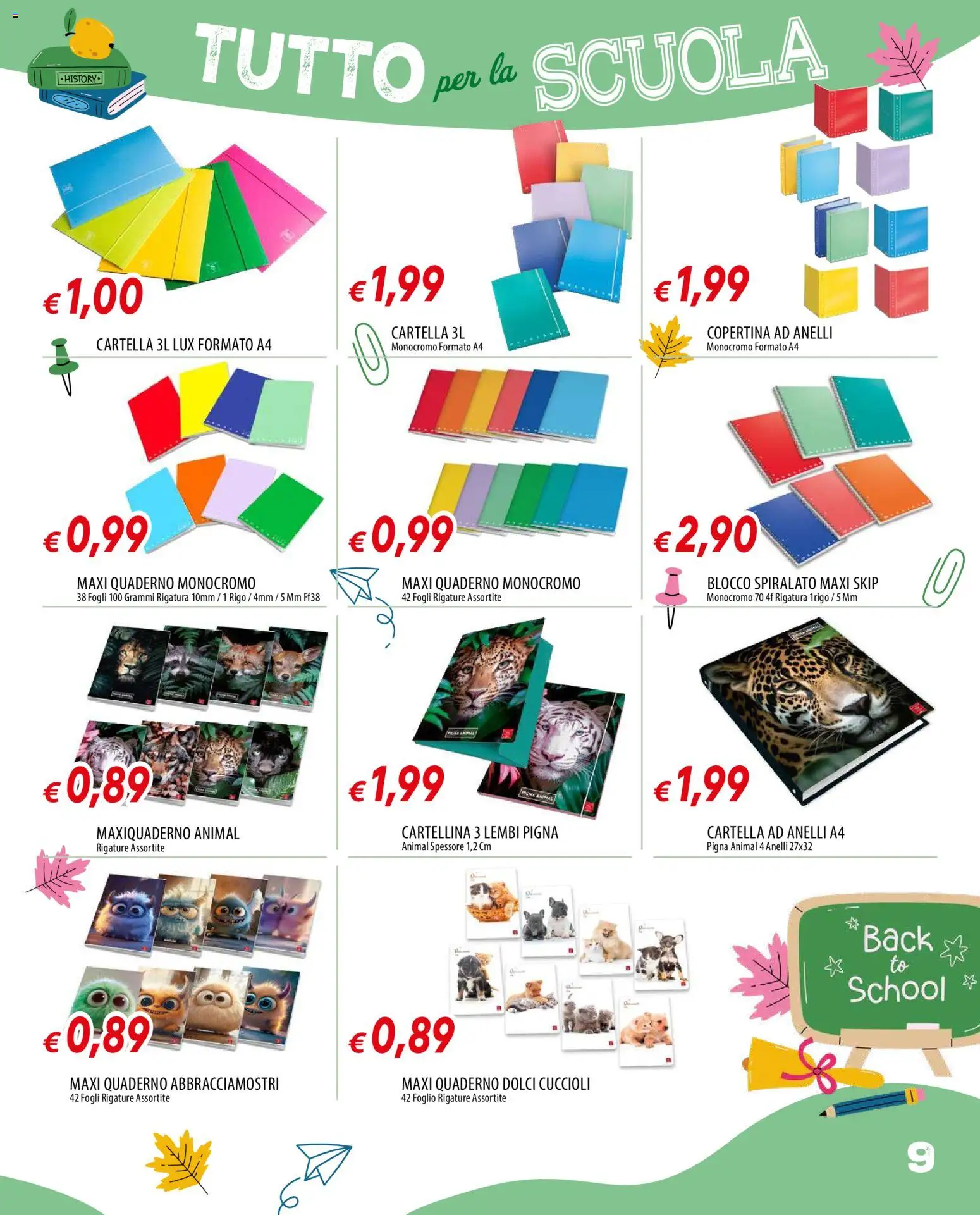 Volantino Galassia del 17/08/2026 | Pagina: 9 | Prodotti: Foglio, Dolci, Quaderno