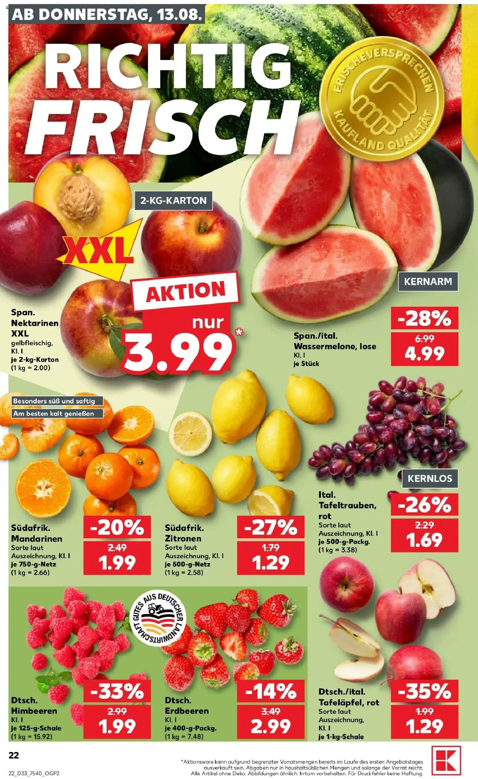 Prospekt Kaufland ab 10.08.2026 » Angebote Online zum Blättern | Seite: 31 | Produkte: Himbeeren, Nektarinen, Mandarinen, Erdbeeren