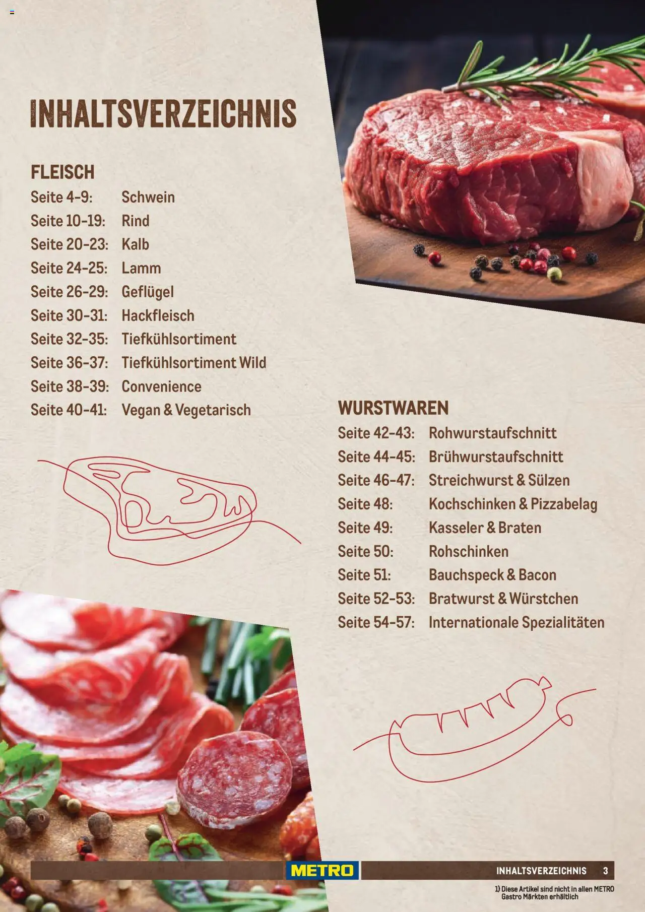 Metro  Fleischsortiment – gültig ab 01.05.2025 | Seite: 3 | Produkte: Spezialitäten, Bratwurst, Pizza, Fleisch