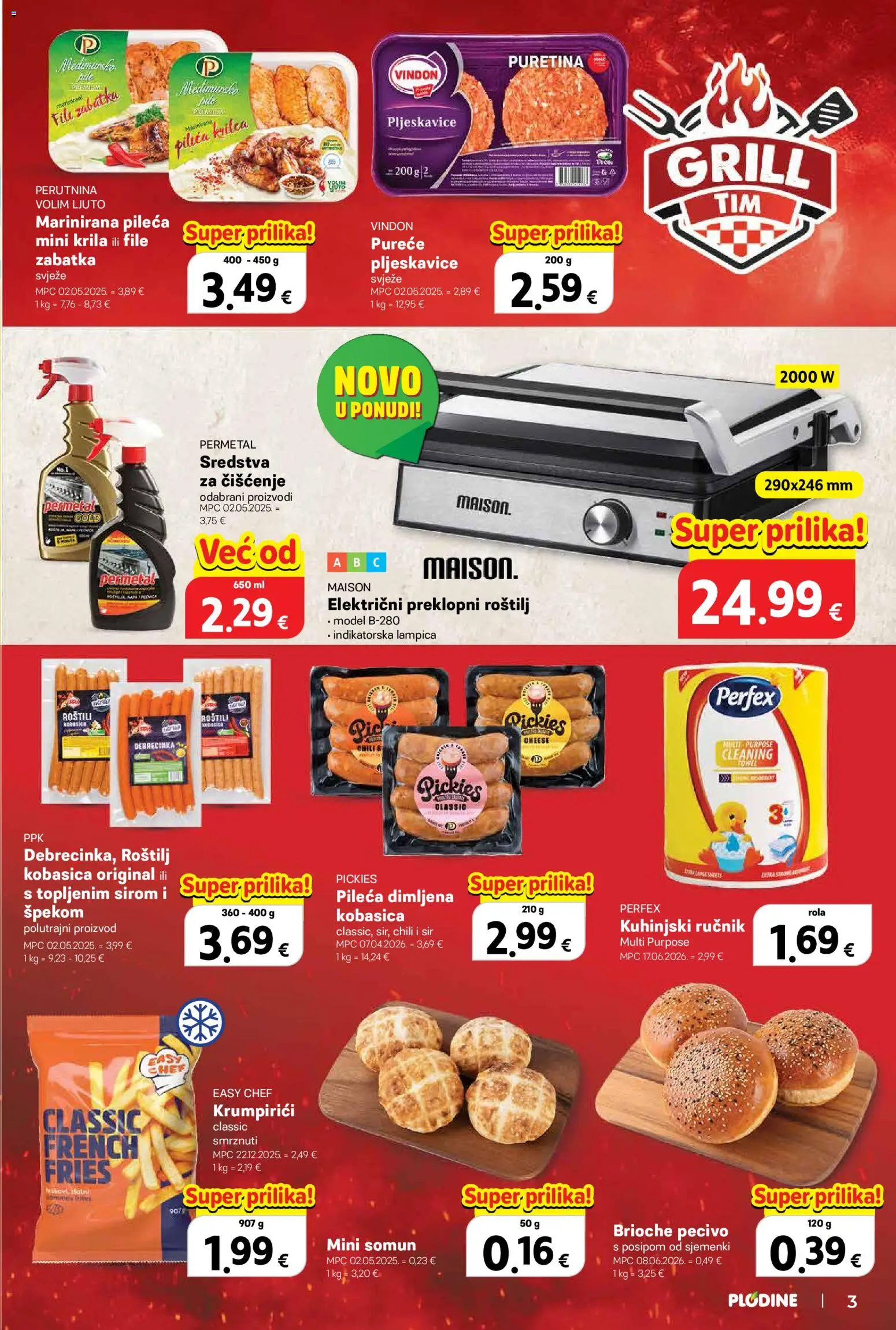 Plodine katalog | vrijedi od 22.07.2026 | Stranica: 3 | Proizvodi: Kuhinjski rucnik, Somun, Pljeskavice, Pecivo