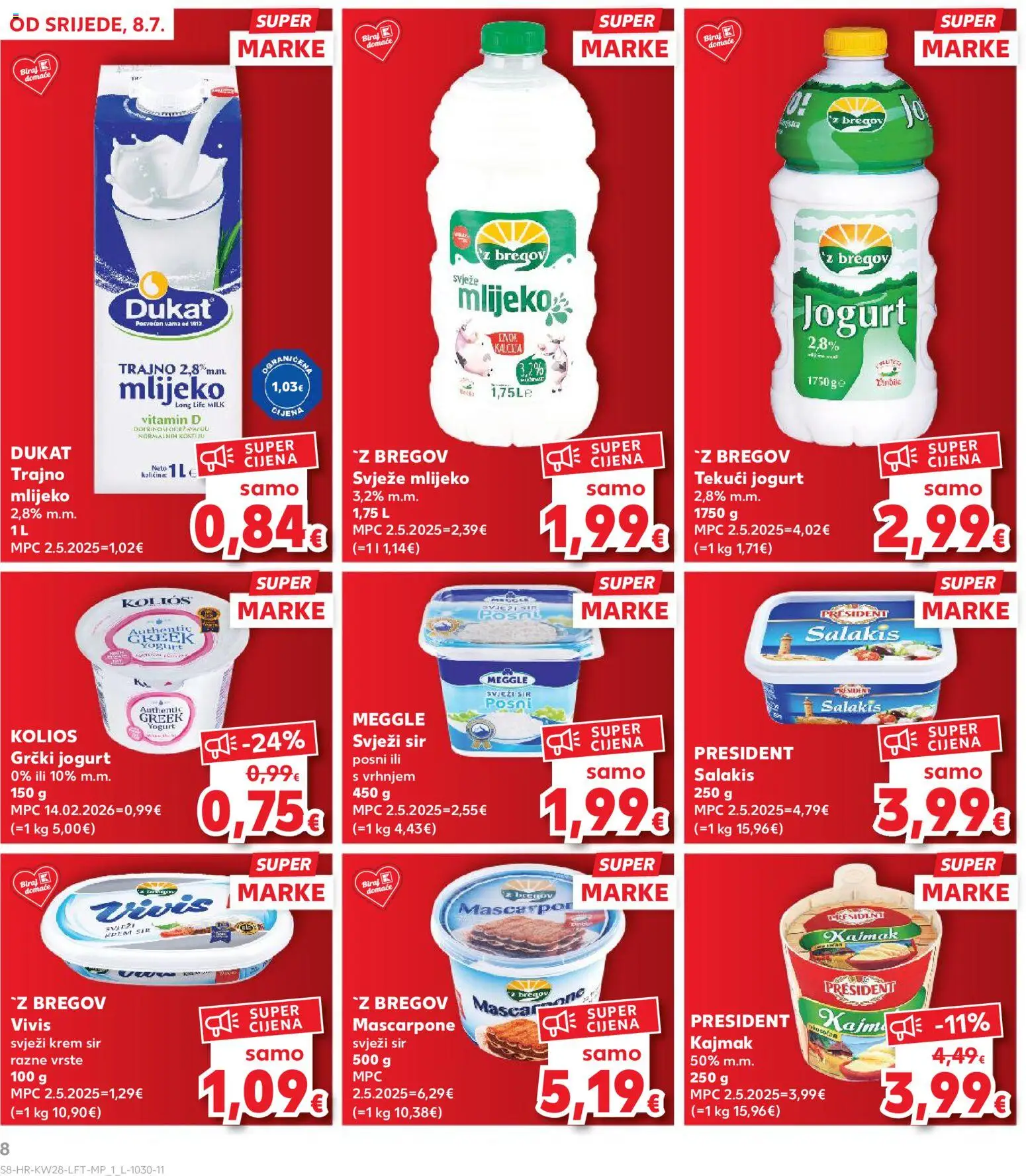 Kaufland katalog | vrijedi od 08.07.2026 | Stranica: 8 | Proizvodi: Krem sir, Sir, Kajmak, Svježi sir