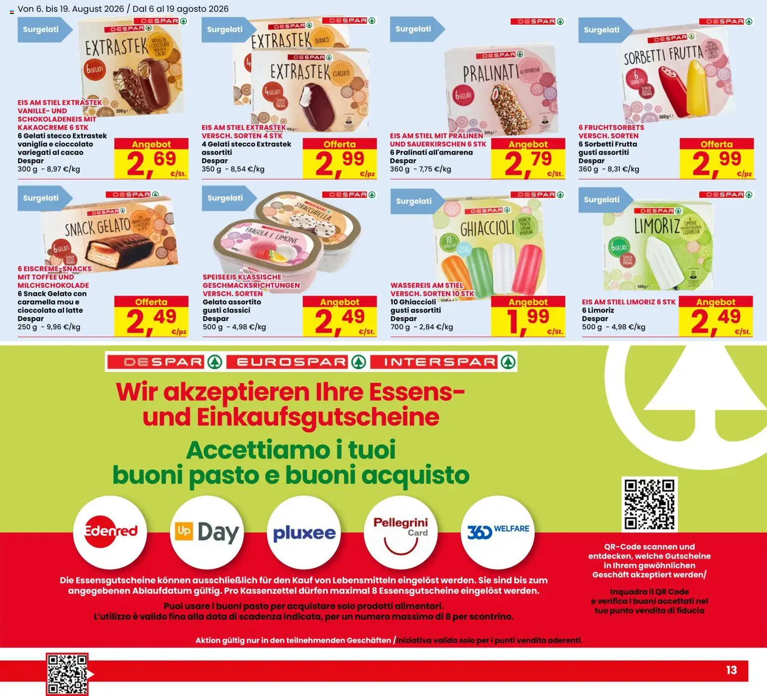 Volantino Eurospar del 06/08/2026 | Pagina: 13 | Prodotti: Vaniglia, Frutta, Latte, Limone
