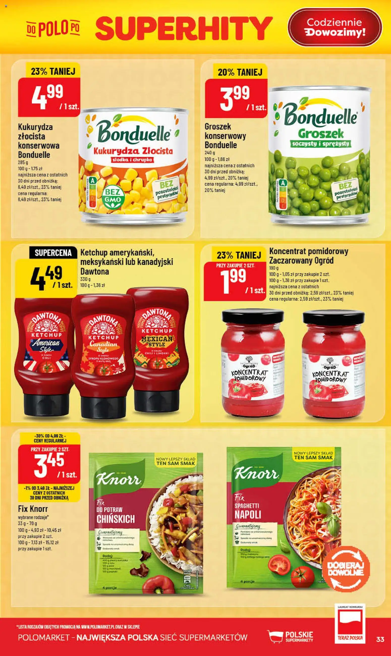 POLOmarket gazetka od 03.06.2026 | Strona: 33 | Produkty: Groszek, Ketchup, Koncentrat pomidorowy, Kukurydza