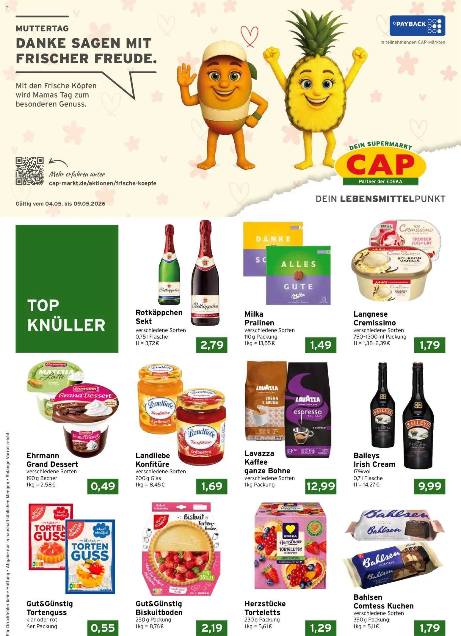 CAP Markt Prospekt – gültig ab 04.05.2026 | Seite: 1 | Produkte: Kaffee, Baileys, Kuchen, Erdbeeren