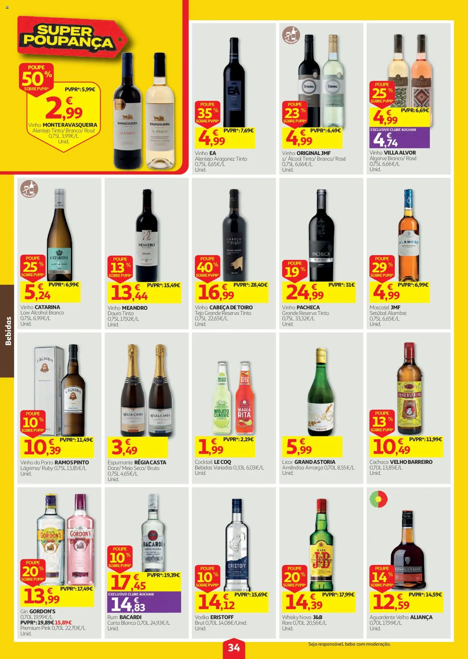 Auchan folheto │ válido de 20/08/2026 | Página: 34 | Produtos: Bebidas, Cachaça, Rum, Álcool