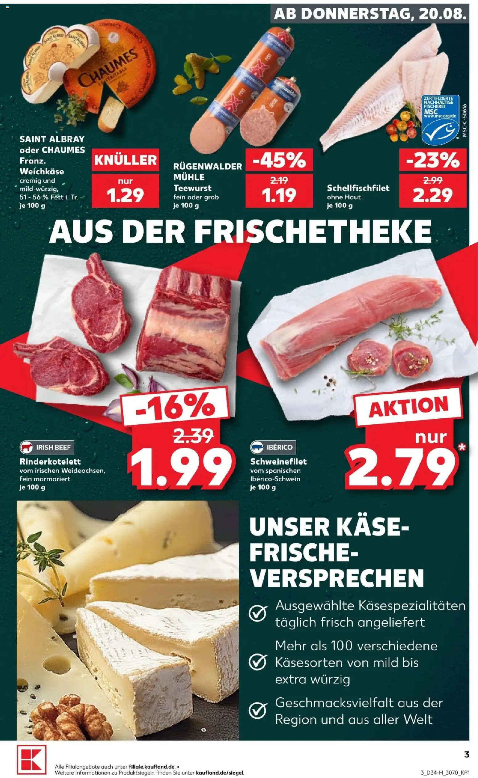 Kaufland Prospekt Leipzig – gültig ab 20.08.2026 | Seite: 3 | Produkte: Mühle, Käse, Schweinefilet