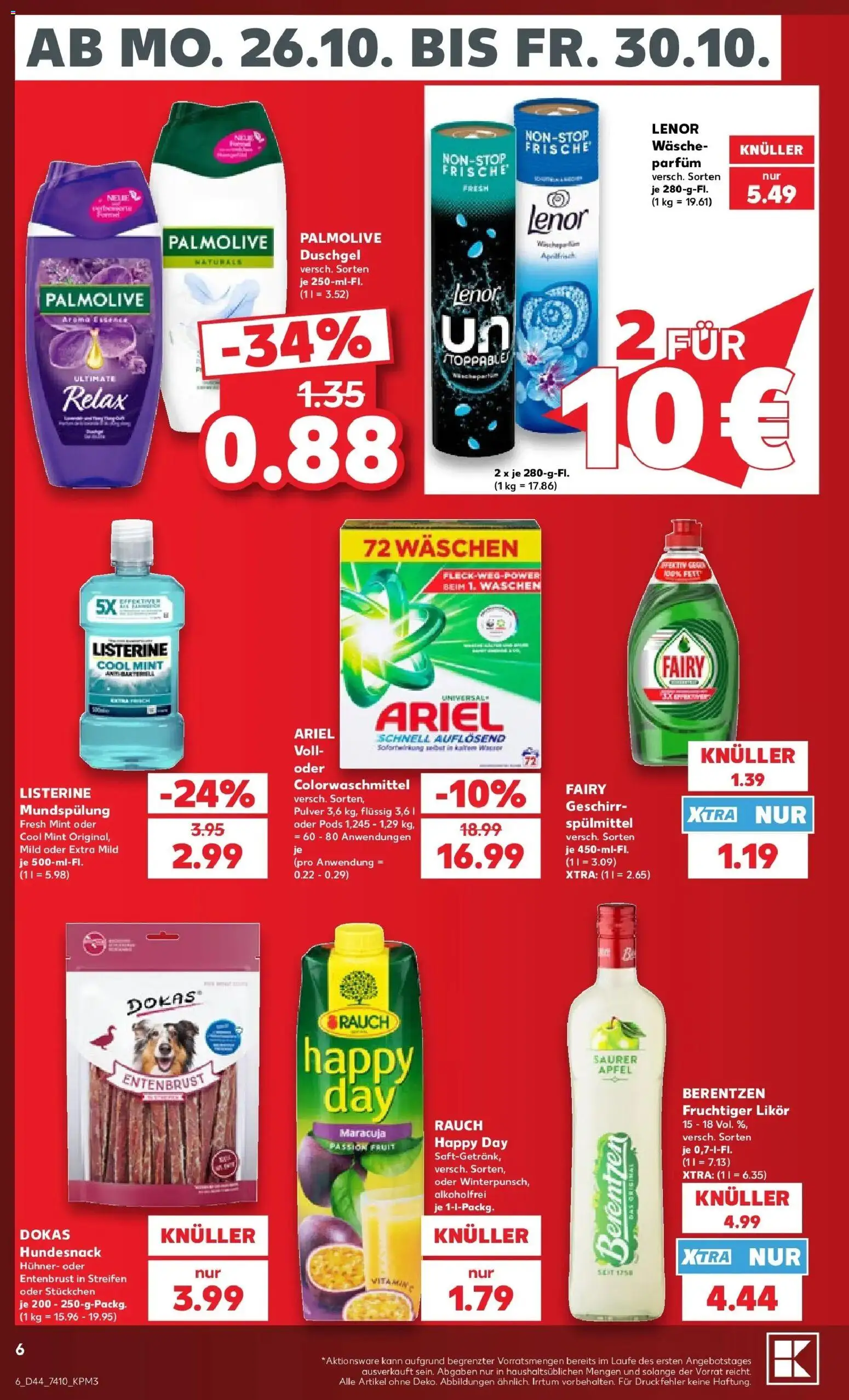 Prospekt Kaufland ab 26.10.2026 » Angebote Online zum Blättern | Seite: 10 | Produkte: Ariel, Parfüm, Berentzen, Listerine