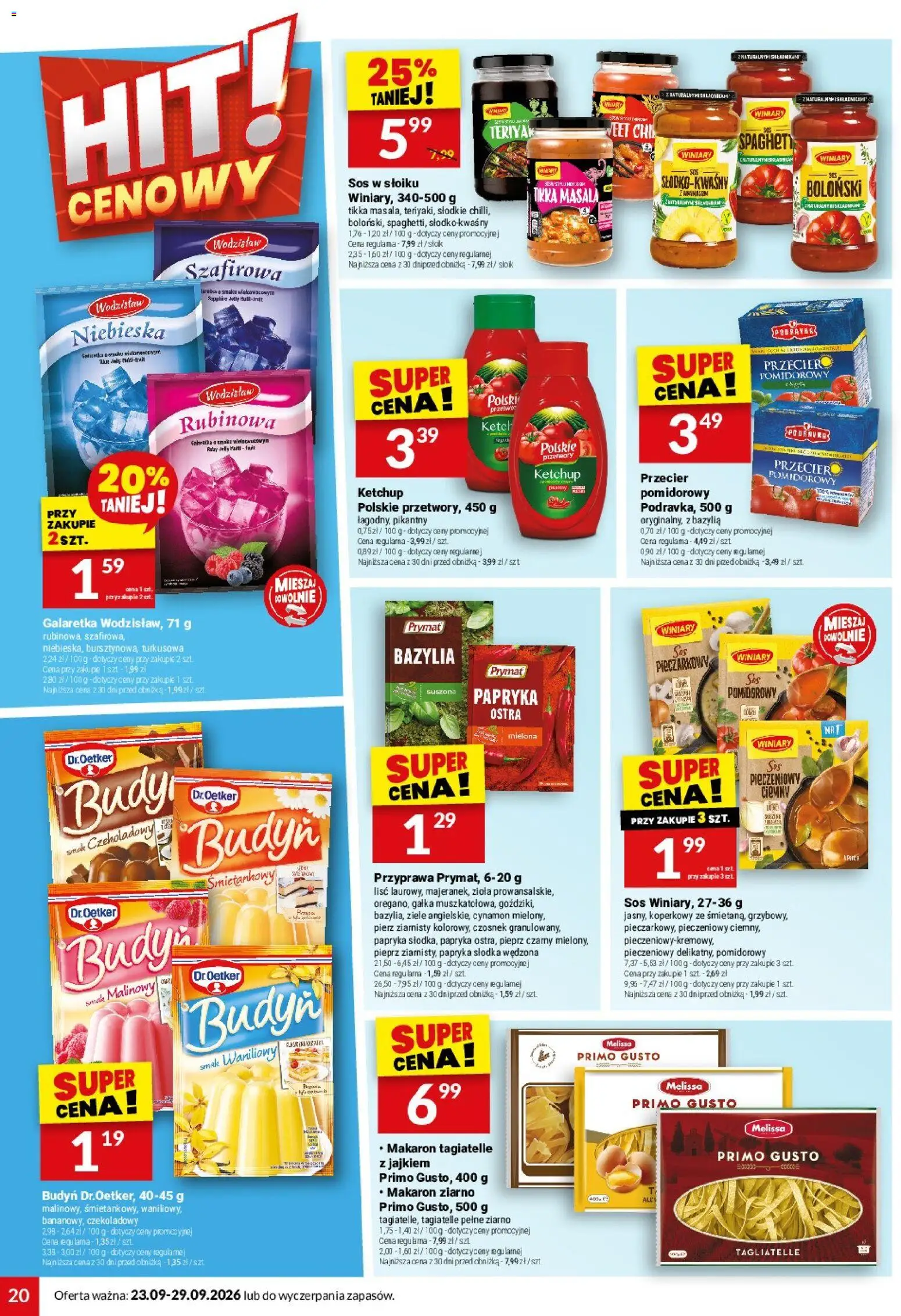 Twój Market gazetka od 23.09.2026 | Strona: 20 | Produkty: Galaretka, Zioła, Tagliatelle, Sos