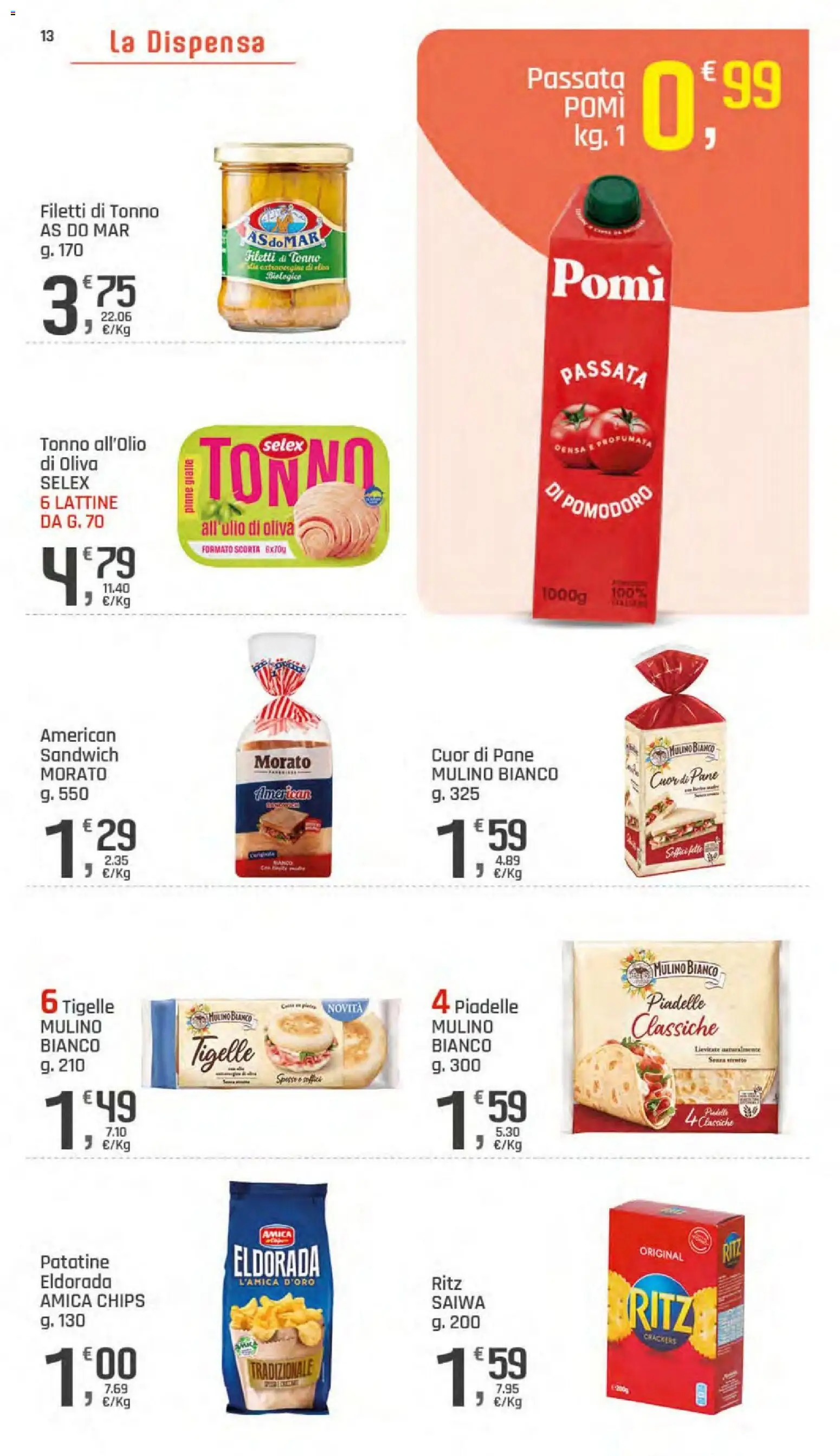 Volantino DOK del 11/09/2026 | Pagina: 13 | Prodotti: Pane, Pomodoro, Crackers, Tonno