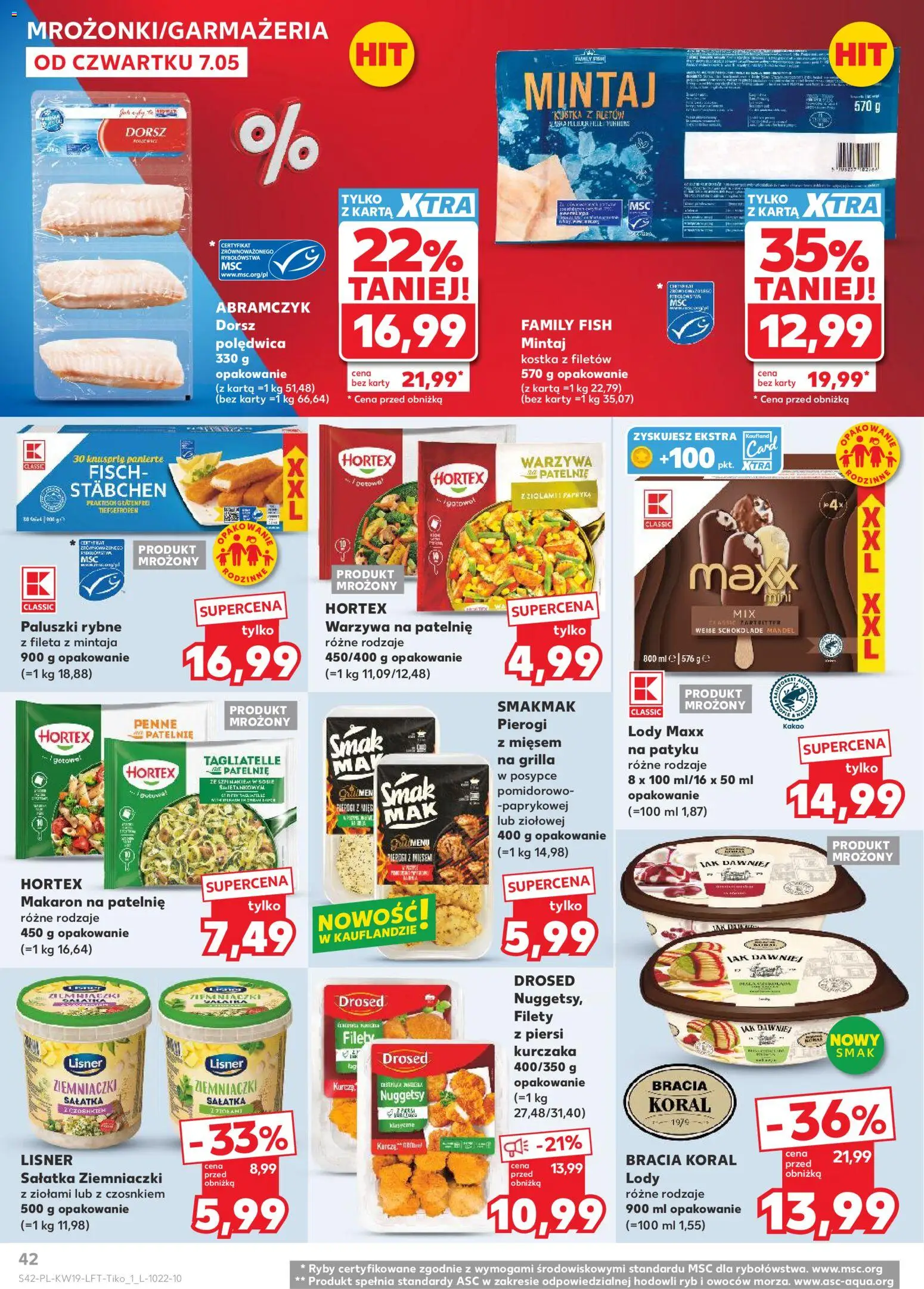 Kaufland gazetka od 07.05.2026 | Strona: 42 | Produkty: Piersi, Pierogi, Dorsz, Lody