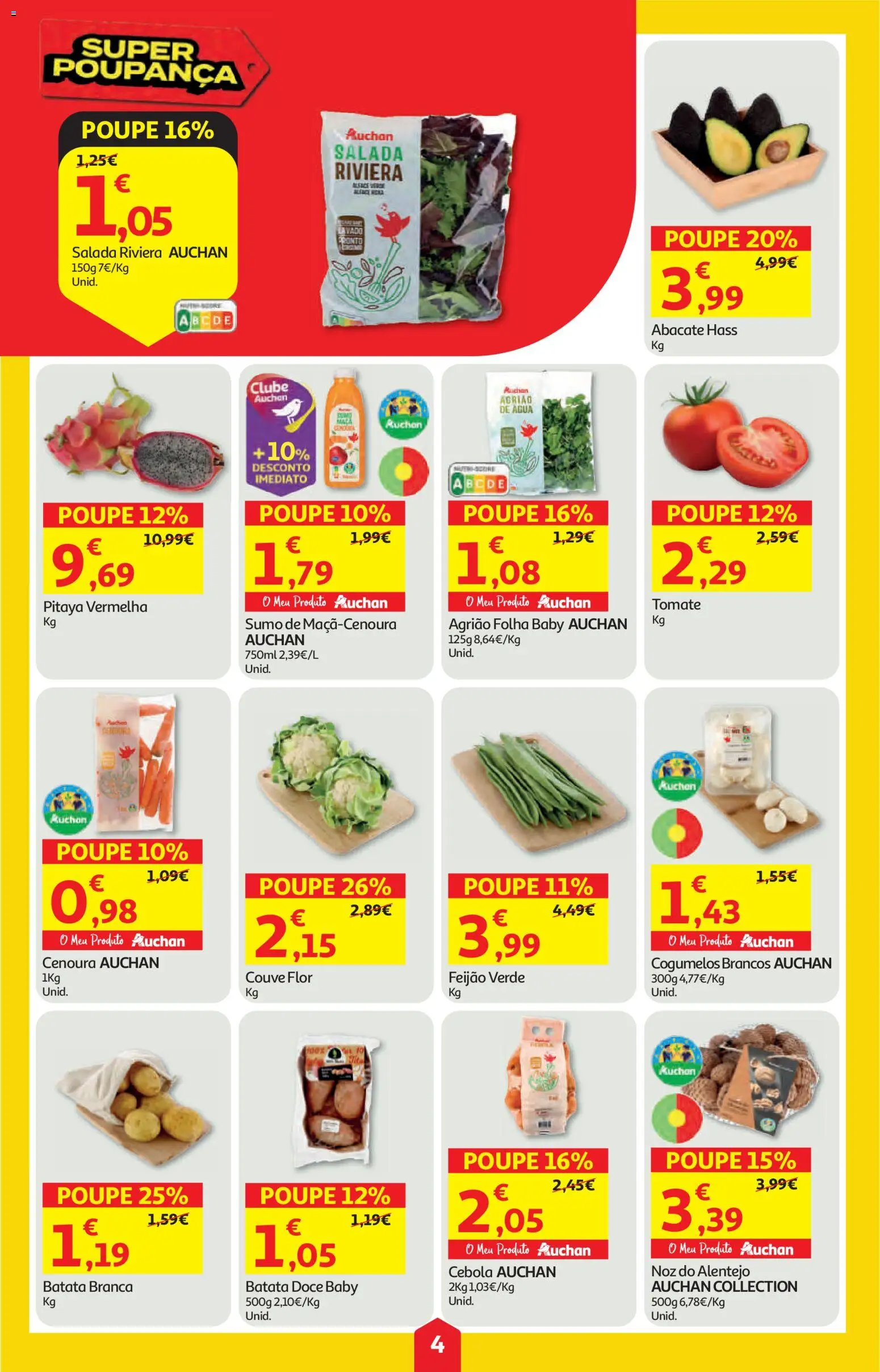 Auchan folheto │ válido de 21.05.2026 | Página: 4 | Produtos: Agua, Cebola, Cogumelos, Couve