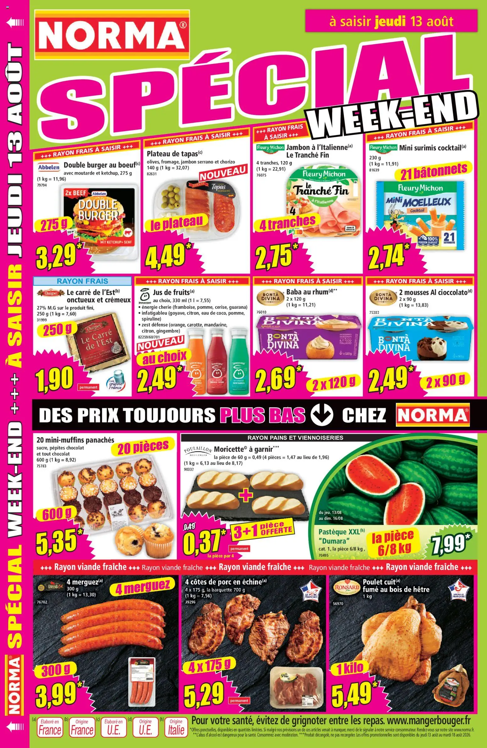 {H1} | Page: 12 | Produits: Pastèque, Merguez, Jambon, Viande