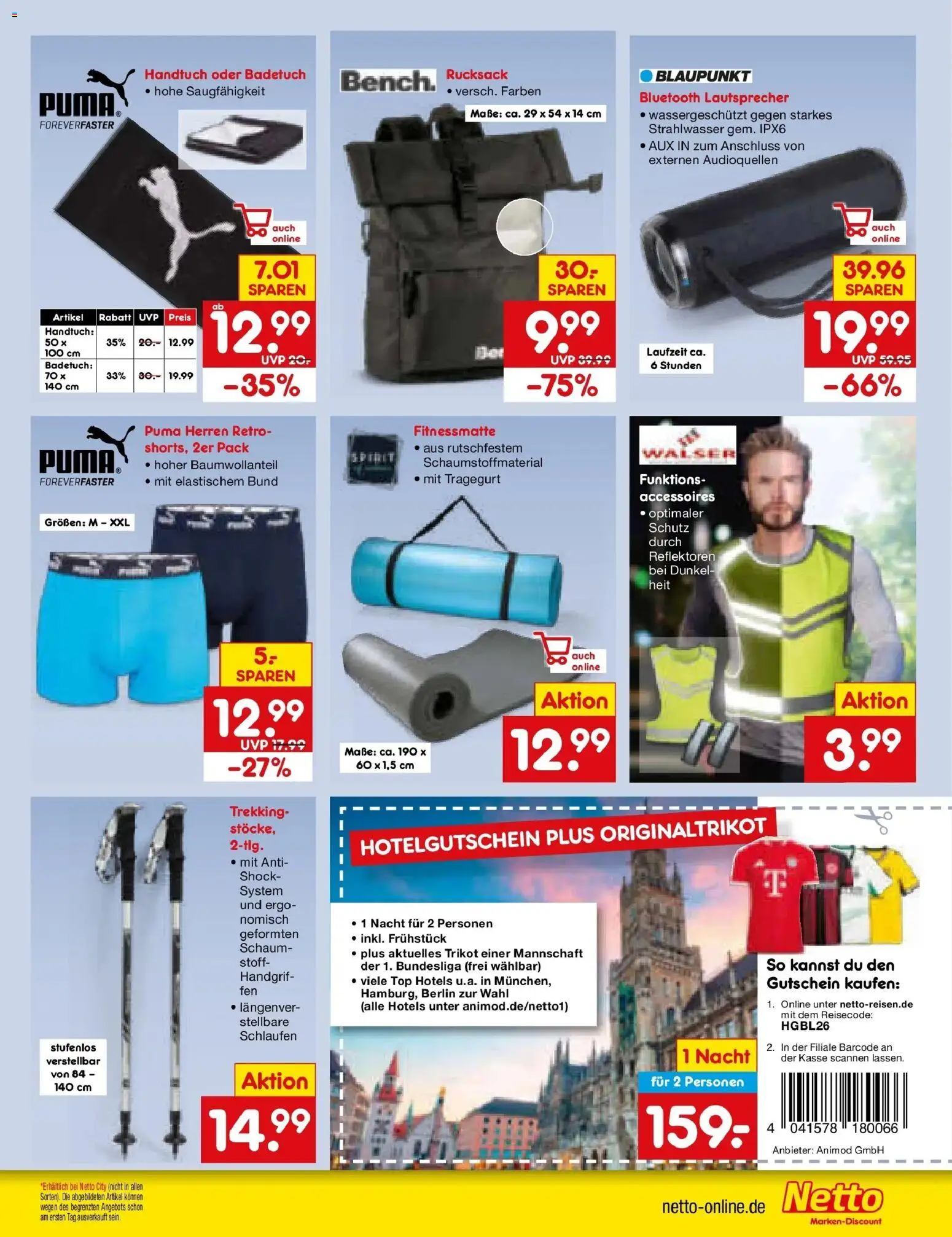 Netto Marken-Discount Prospekt Gemmingen (ab 24.08.2026) » Angebote | Seite: 43 | Produkte: Top, Lautsprecher, Rucksack