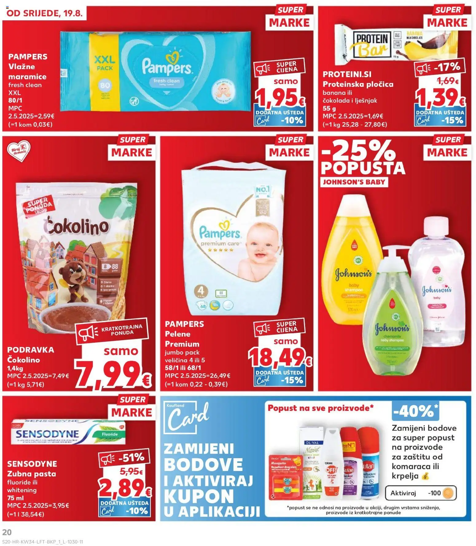 Kaufland katalog | vrijedi od 19.08.2026 | Stranica: 20 | Proizvodi: Protein, Vlažne maramice, Lješnjak, Sensodyne