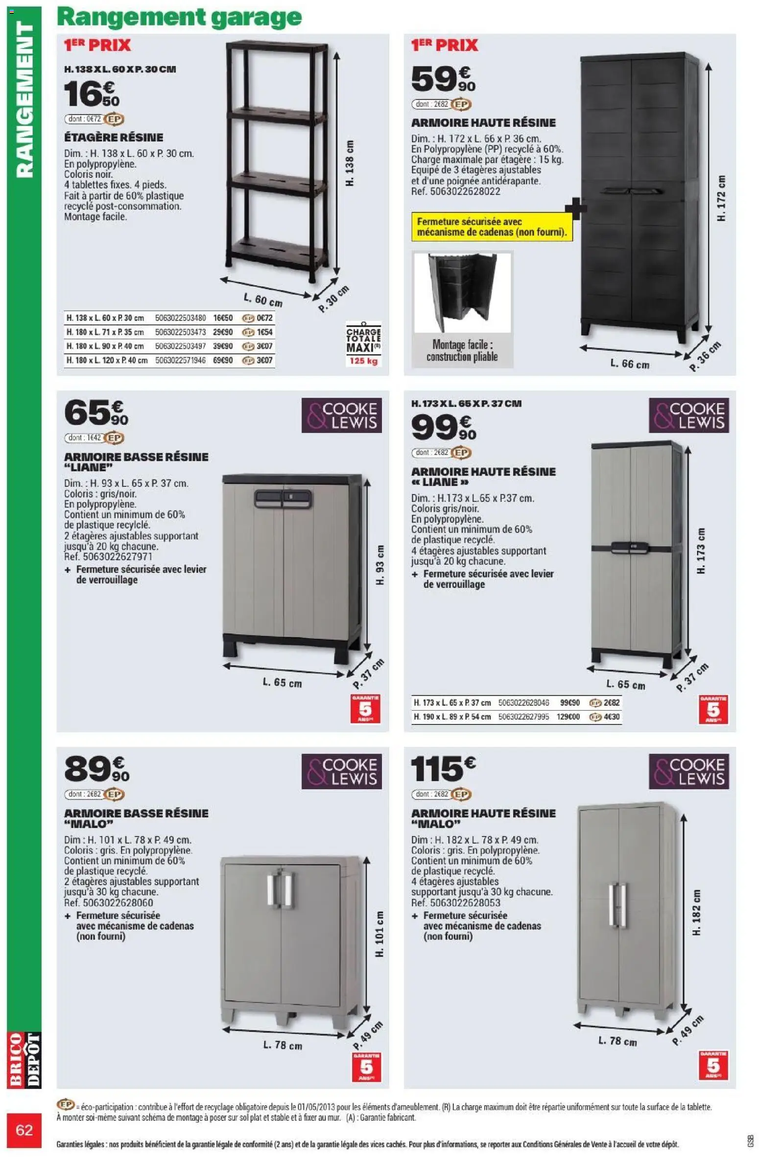 {H1} | Page: 62 | Produits: Armoire, Étagère, Garage, Cadenas