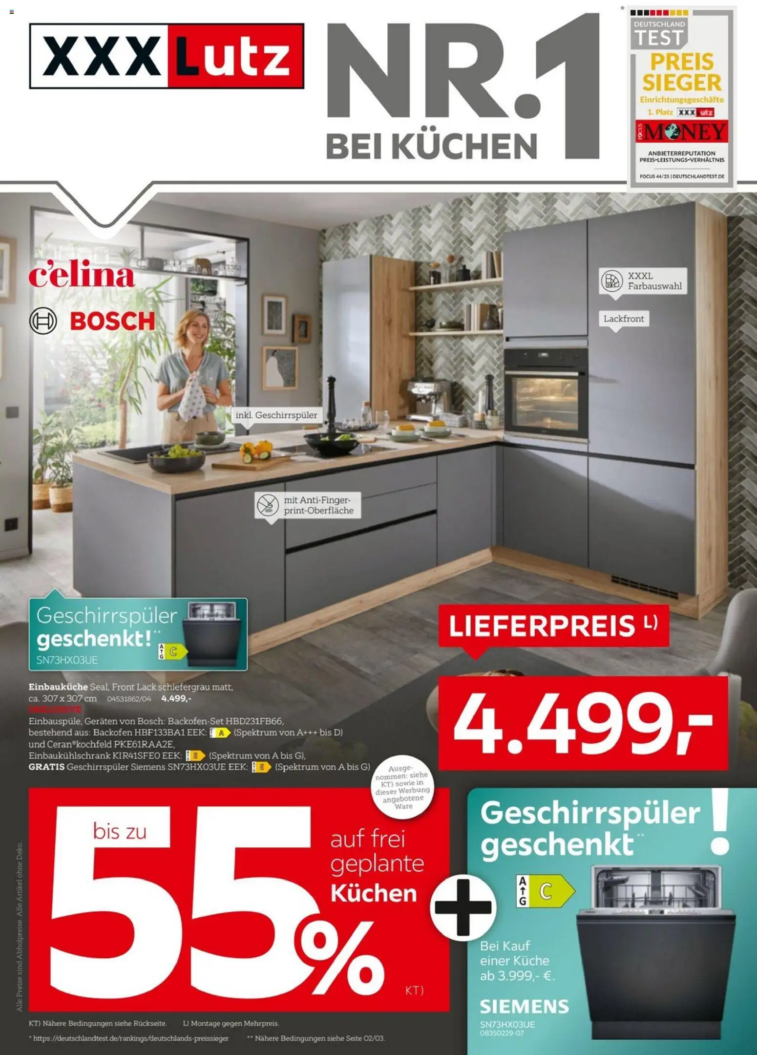 XXXLutz Nr. 1 bei Küchen – gültig ab 04.07.2026 | Seite: 1 | Produkte: Siemens, Einbauküche, Kochfeld, Kuchen