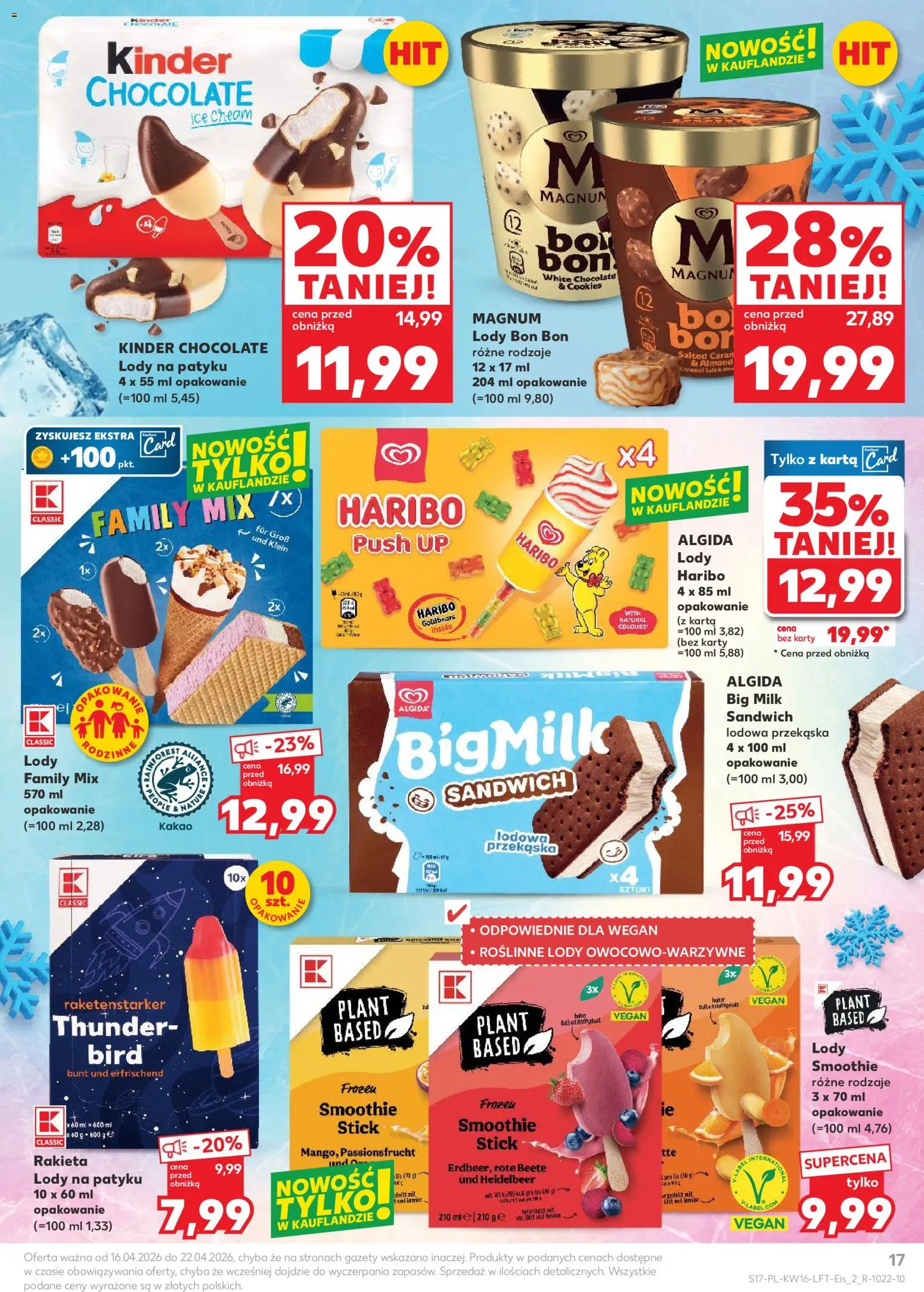 Kaufland gazetka od 16.04.2026 | Strona: 17 | Produkty: Karta, Kakao, Big Milk, Lody na patyku