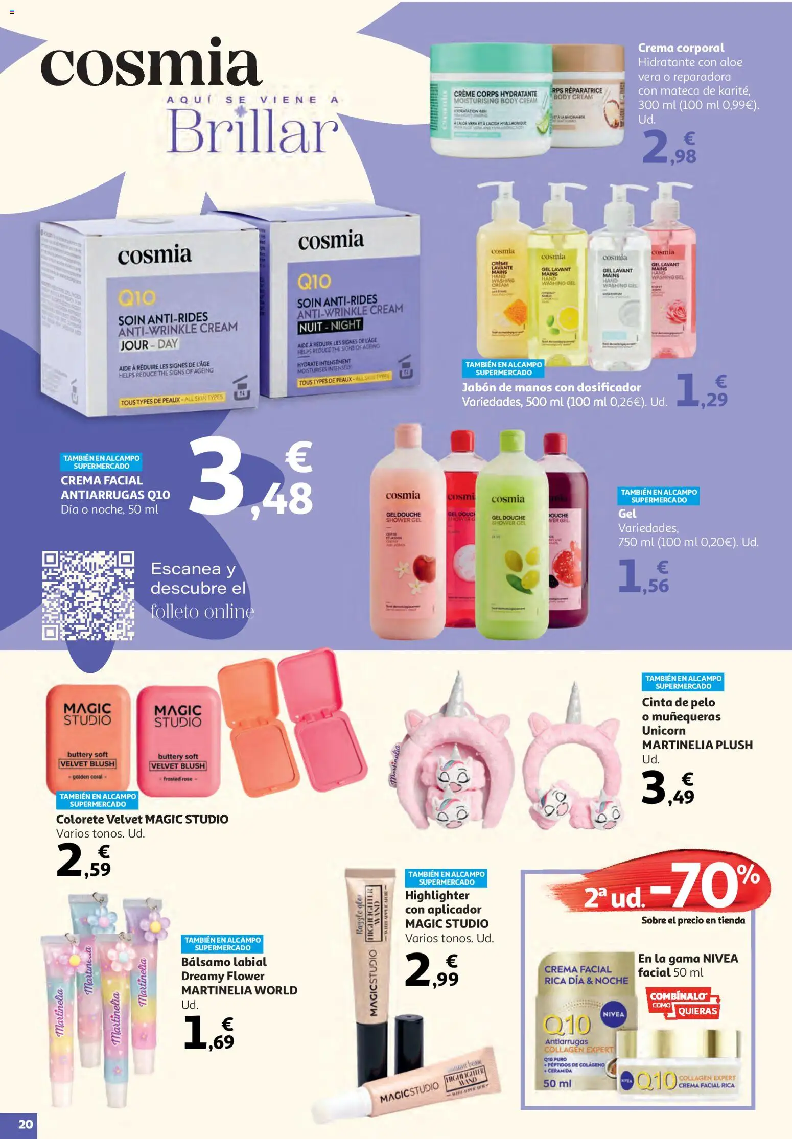 Alcampo Unico Nacional │ válido desde el 19.05.2026 | Página: 20 | Productos: Jabón, Crema, Bálsamo labial, Body