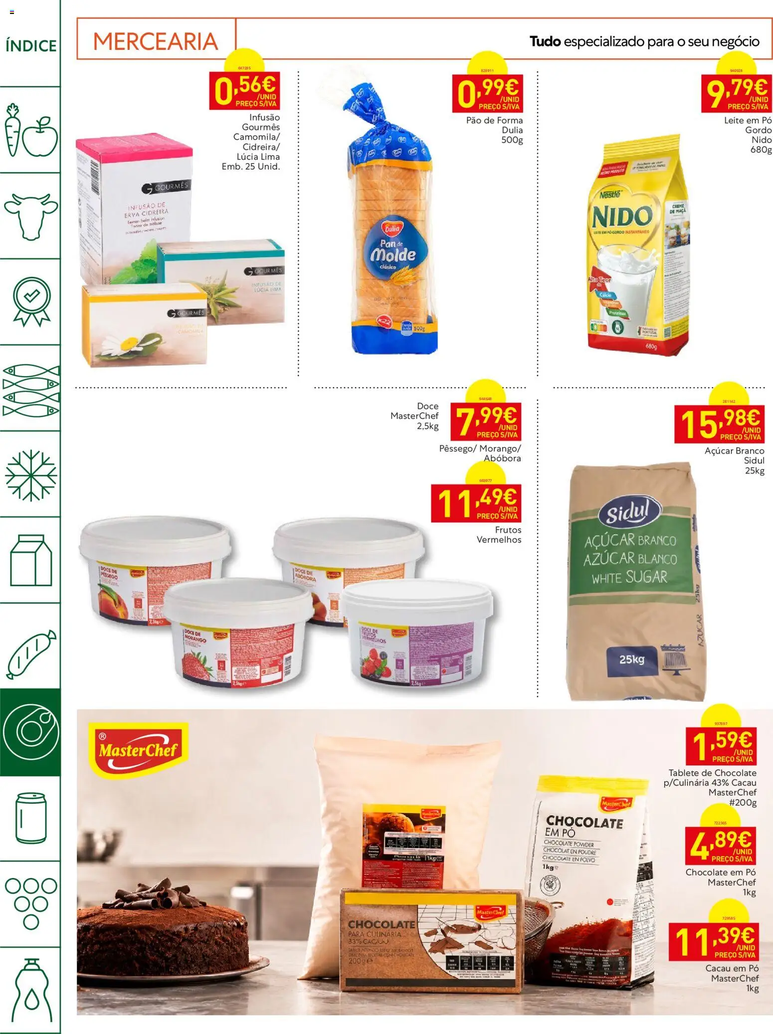 Recheio Horeca │ válido de 18/08/2026 | Página: 16 | Produtos: Chocolate para culinária, Cálcio, Chocolate, Lima
