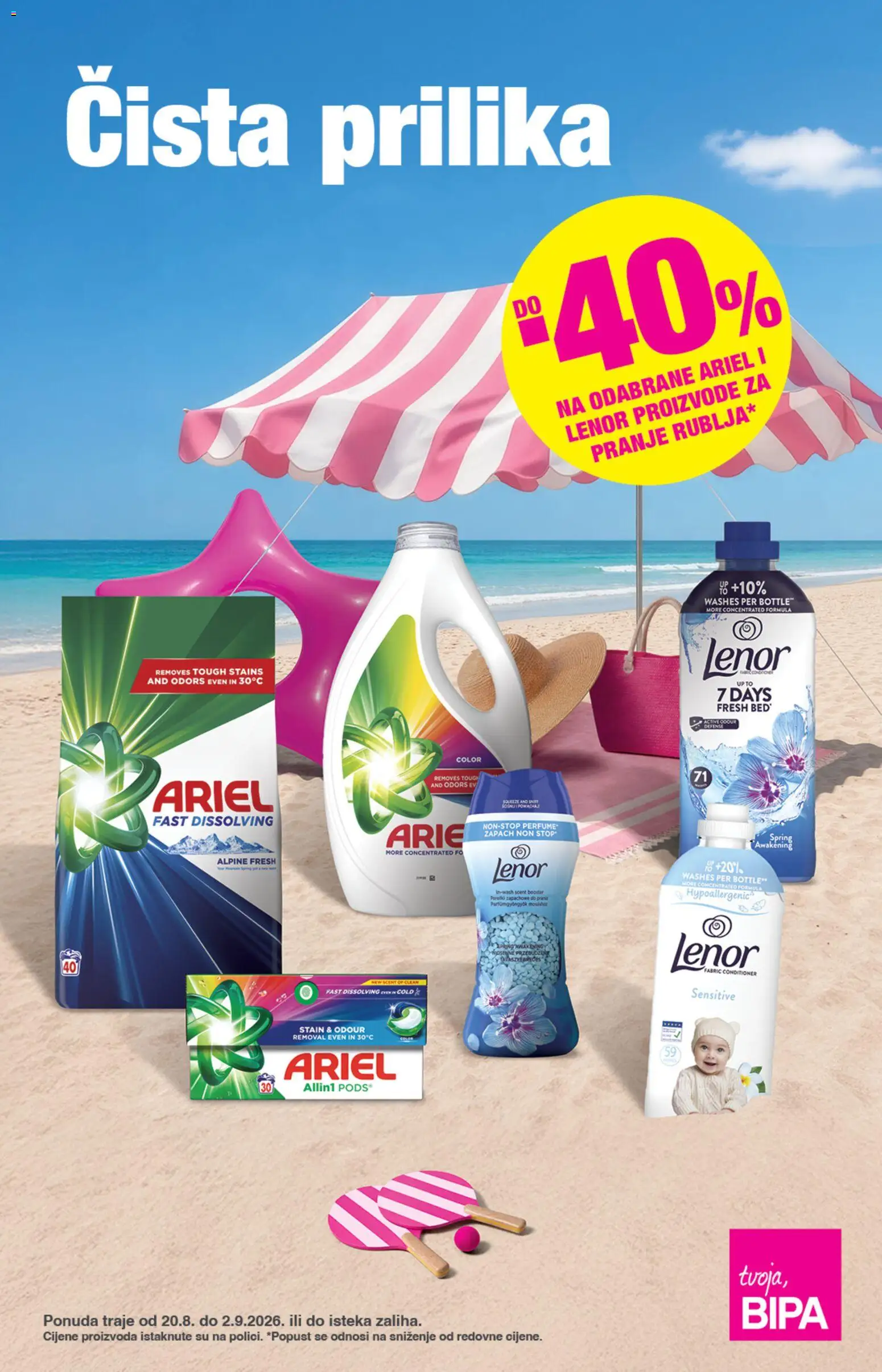 Bipa katalog | vrijedi od 20.08.2026 | Stranica: 1 | Proizvodi: Ariel, Lenor