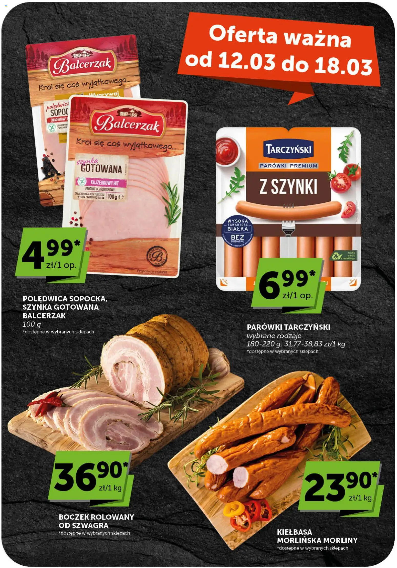 Groszek gazetka od 12.03.2026 | Strona: 19 | Produkty: Parówki, Parówki tarczyński, Boczek, Szynka gotowana