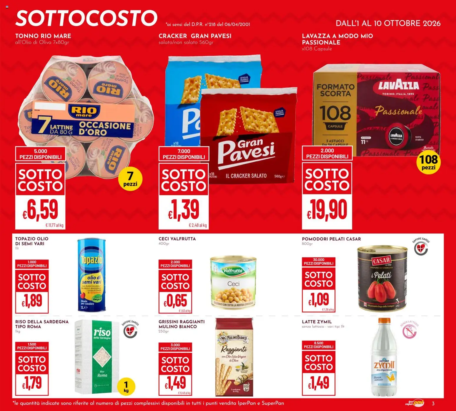 Volantino Pan del 01/10/2026 | Pagina: 3 | Prodotti: Latte, Cracker, Olio extra vergine, Lavazza