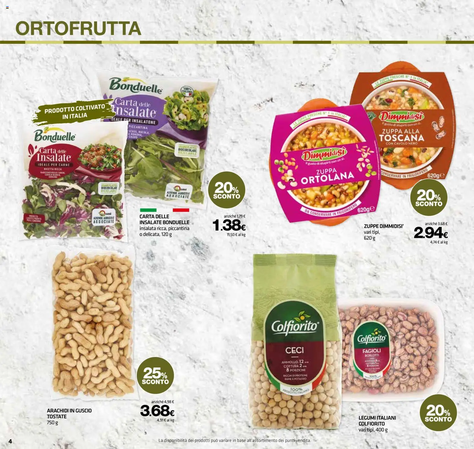 Volantino Superconti del 24/09/2026 | Pagina: 4 | Prodotti: Zuppe, Insalata, Fagioli, Arachidi